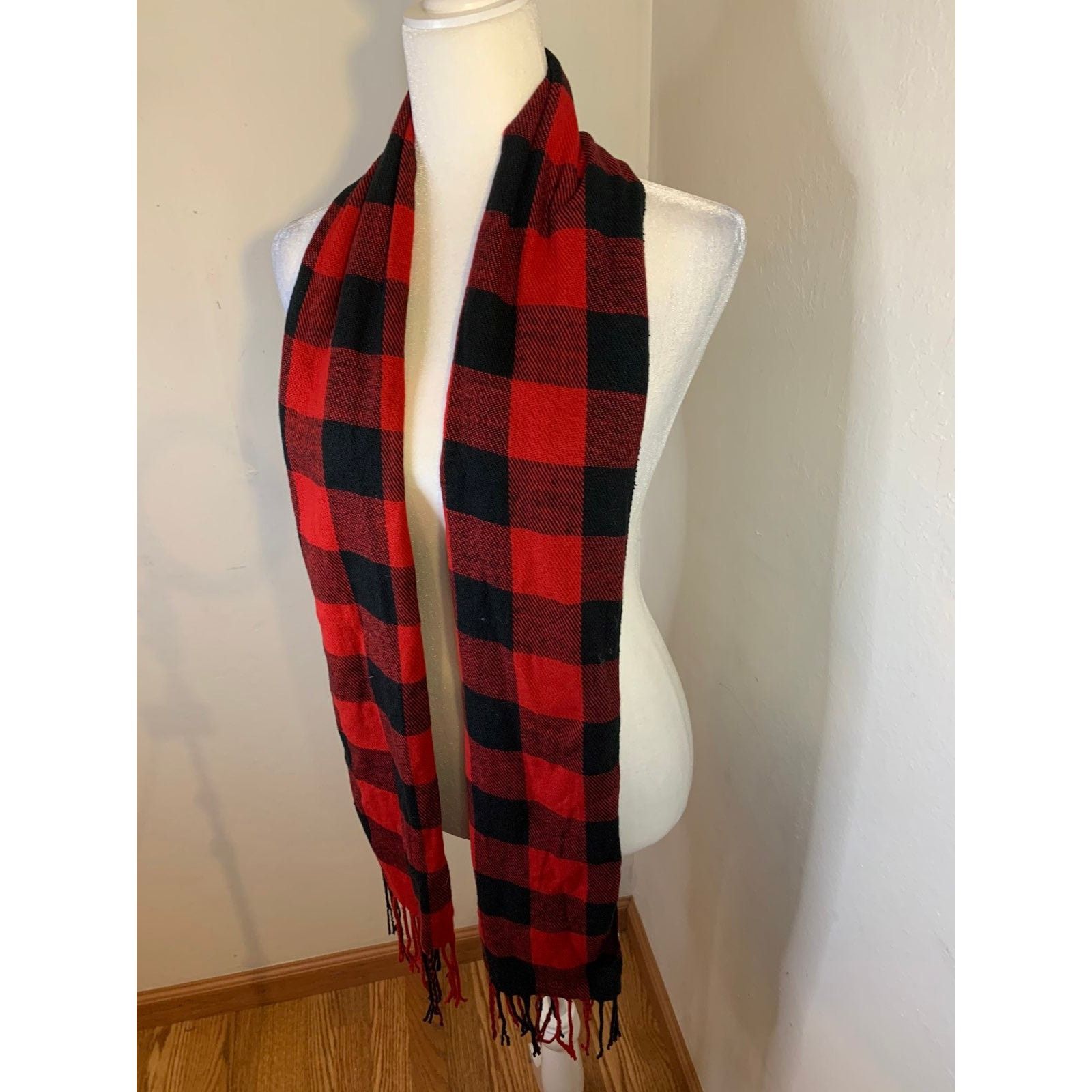 Other Womens Scarf Red Black Plaid Winter Scarf Size ONE SIZE - 4 Thumbnail