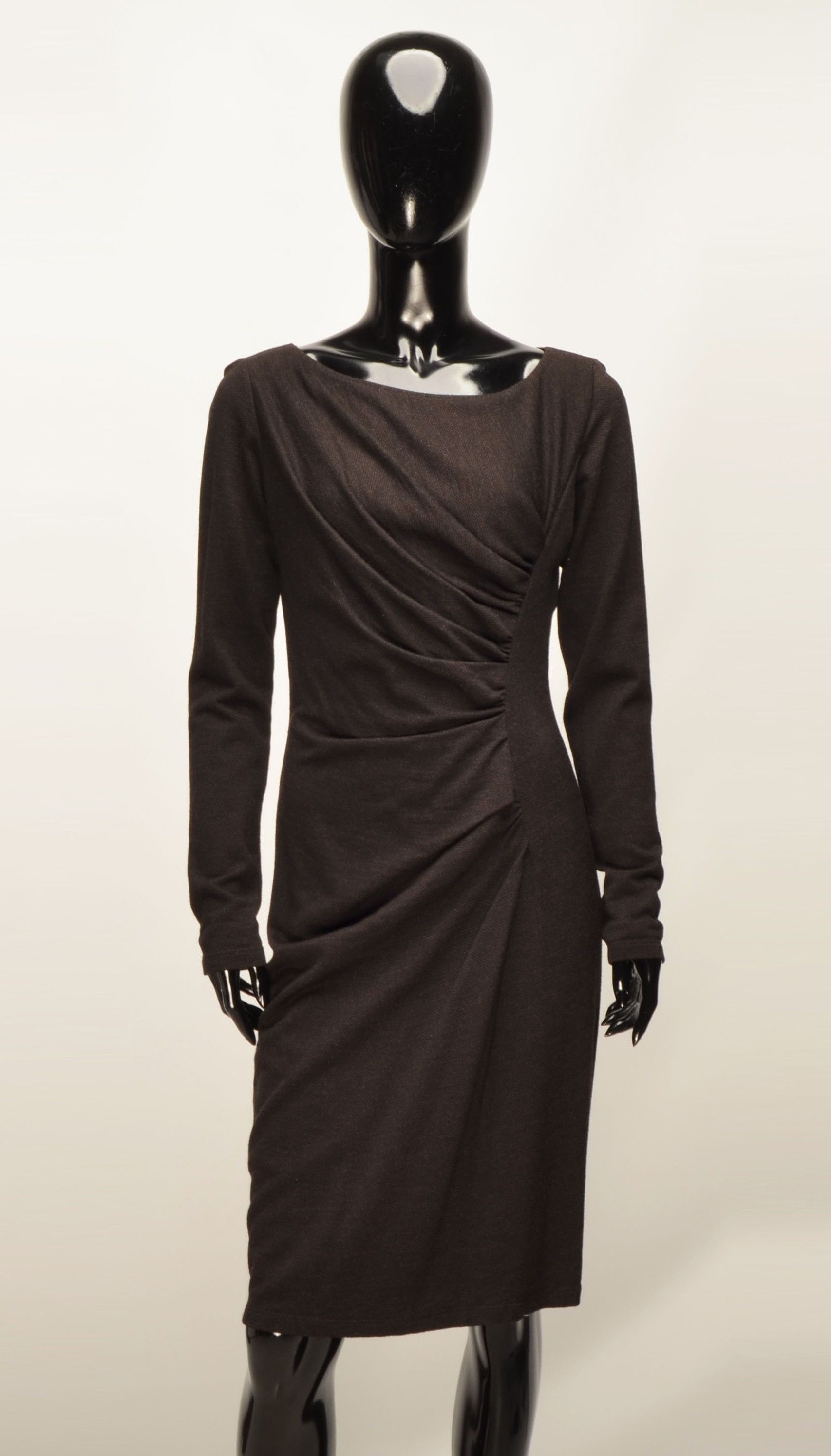 Max Mara Vintage Max Mara Draped Midi Brown Long Sleeve Dress Size M / US 6-8 / IT 42-44 - 1 Thumbnail