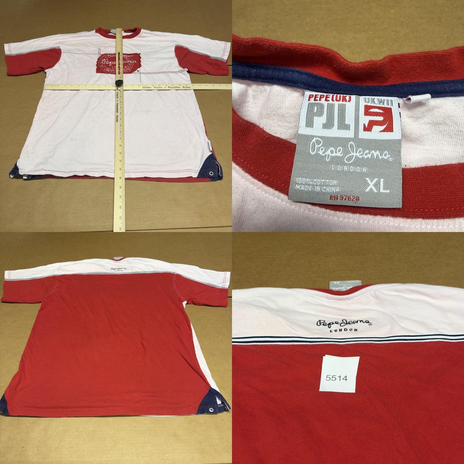Pepe Jeans Pepe Jeans Shirt Mens XL Red Colorblock London Patch Graphic Tee Size US XL / EU 56 / 4 - 9 Thumbnail