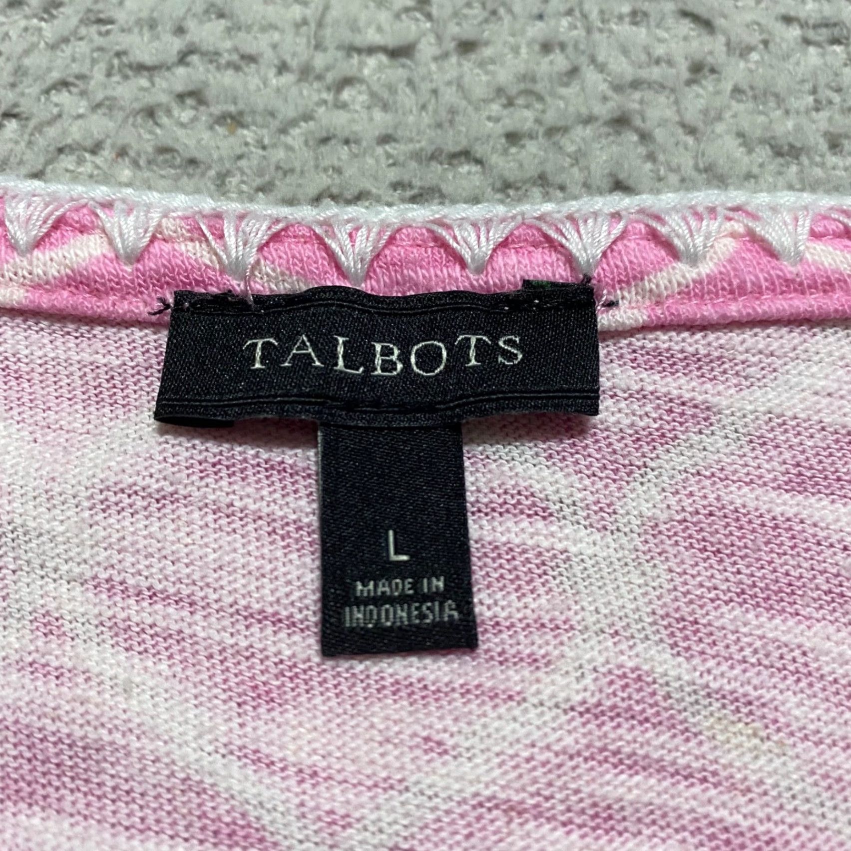 Talbots Talbots Shirt Womens Large Pink Geometric 3/4 Sleeve V-Neck Pullover Linen Blend Size L / US 10 / IT 46 - 3 Thumbnail