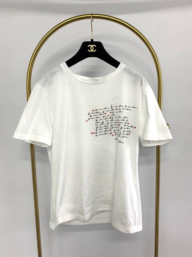 Dior Dior White letter heart print short sleeves Size M / US 6-8 / IT 42-44 - 1 Thumbnail