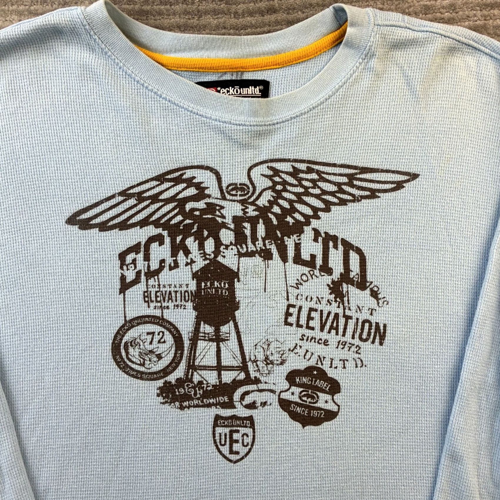 Ecko Unltd. Ecko Vintage Y2K Grunge Emo Mens Large Blue Thermal Shirt Size US L / EU 52-54 / 3 - 6 Thumbnail