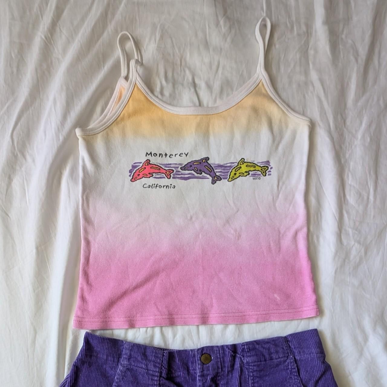 Vintage 80s/90s Monterey Dolphins Ombre Dip Dye Tank Top Size M / US 6-8 / IT 42-44 - 1 Thumbnail
