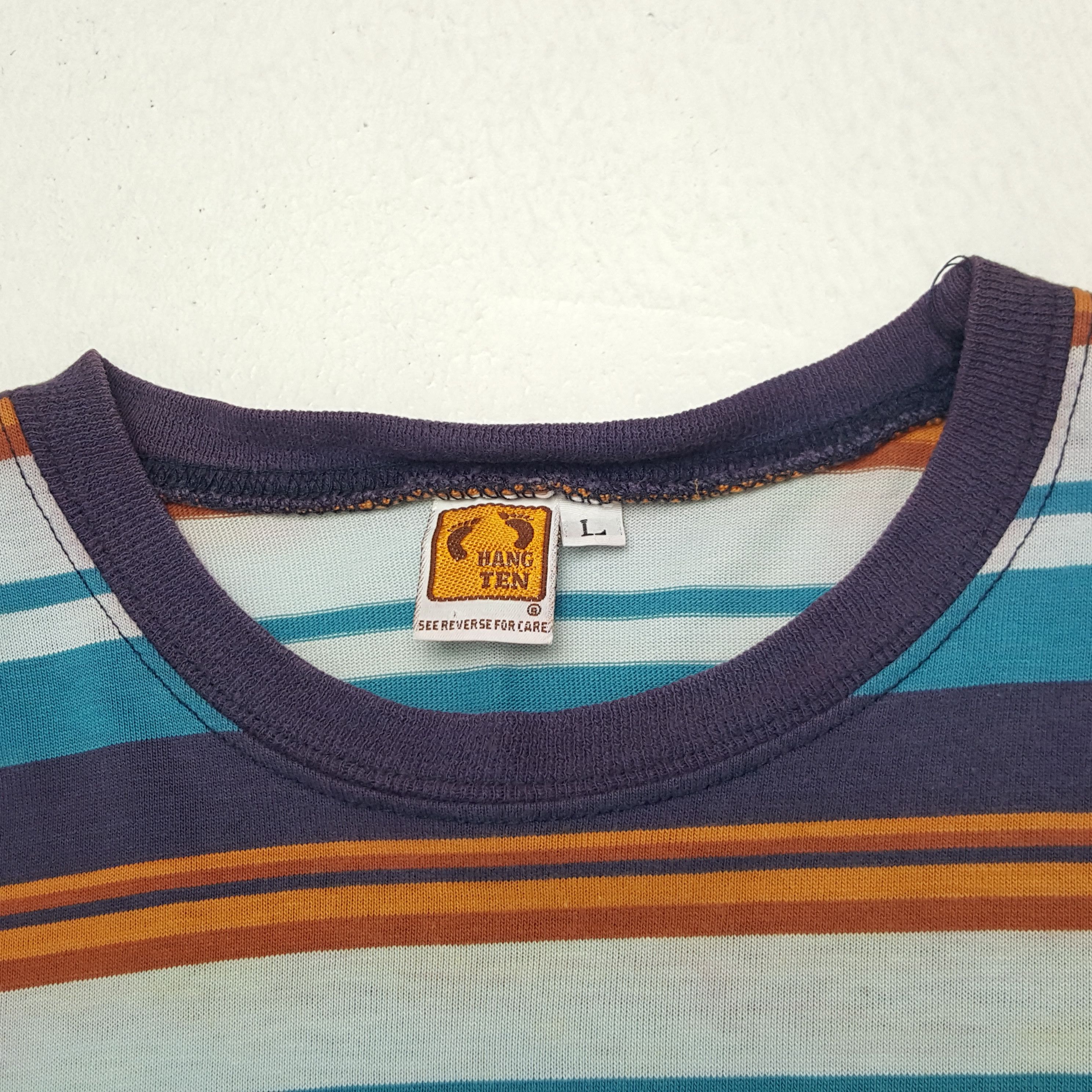Hang Ten × Vintage Vintage Hang Ten Streetwear Style Striped Tshirt Size US L / EU 52-54 / 3 - 4 Thumbnail