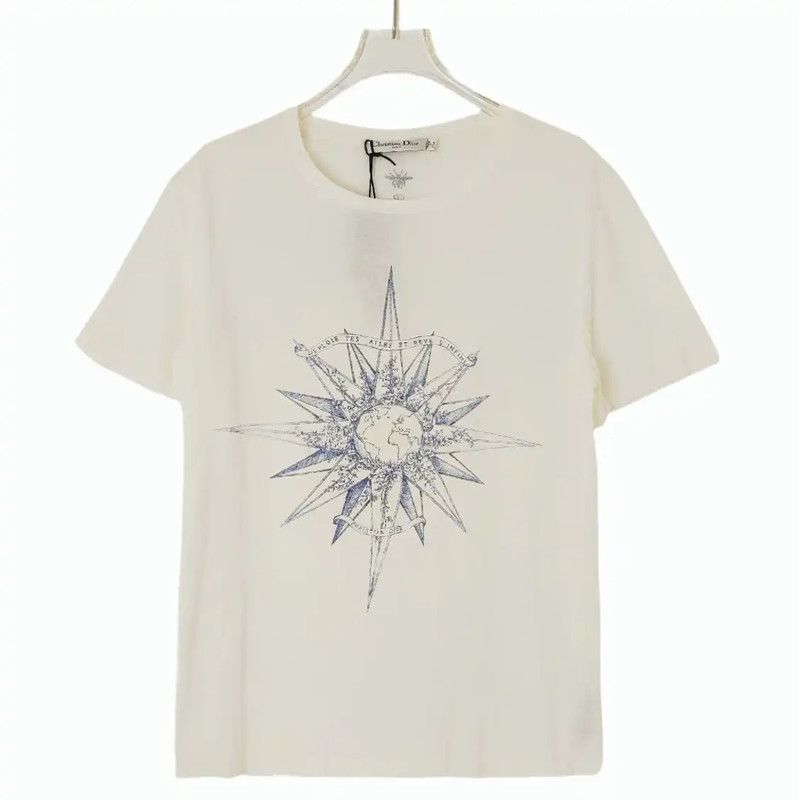 Dior Dior White Cotton Women's T-Shirt 0089 Size L / US 10 / IT 46 - 1 Thumbnail