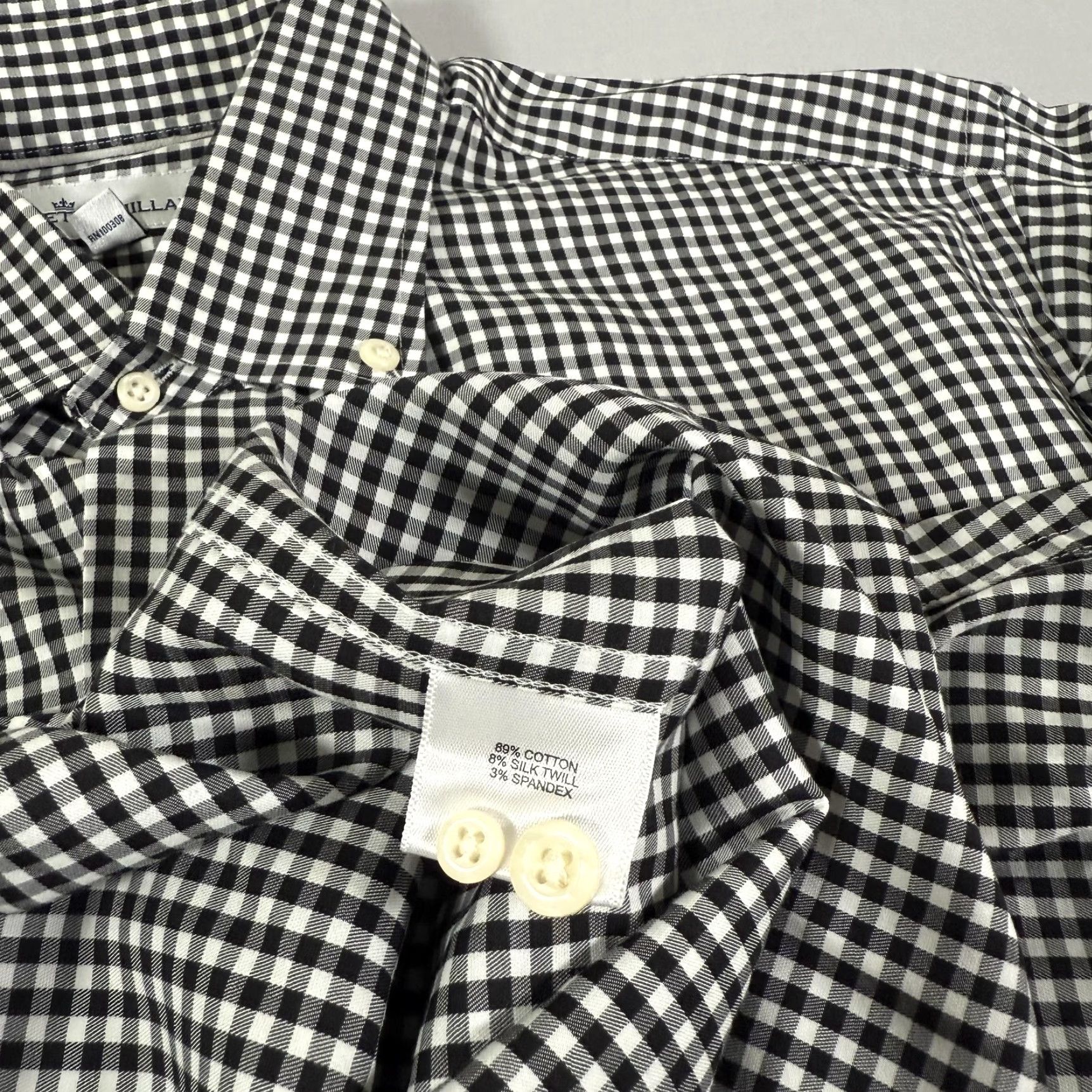 Peter Millar VINTAGE Peter Millar Shirt Men Medium Black Gingham Check Casual Stretch Button-Up Size US M / EU 48-50 / 2 - 6 Thumbnail