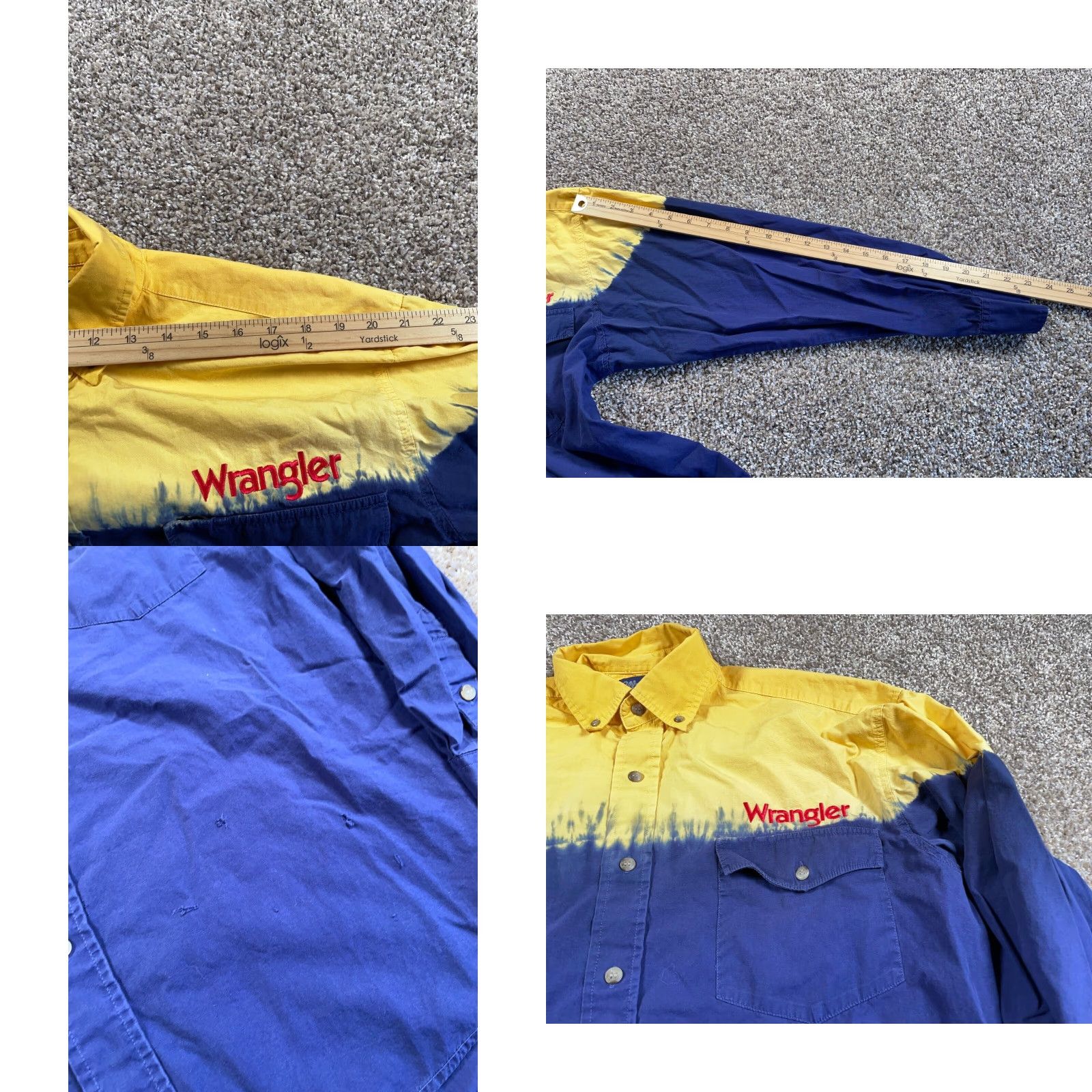 Wrangler VINTAGE Wrangler Western Shirt Adult XL Blue Yellow Striped Tie Dye Embroidered Mens Size US XL / EU 56 / 4 - 8 Thumbnail