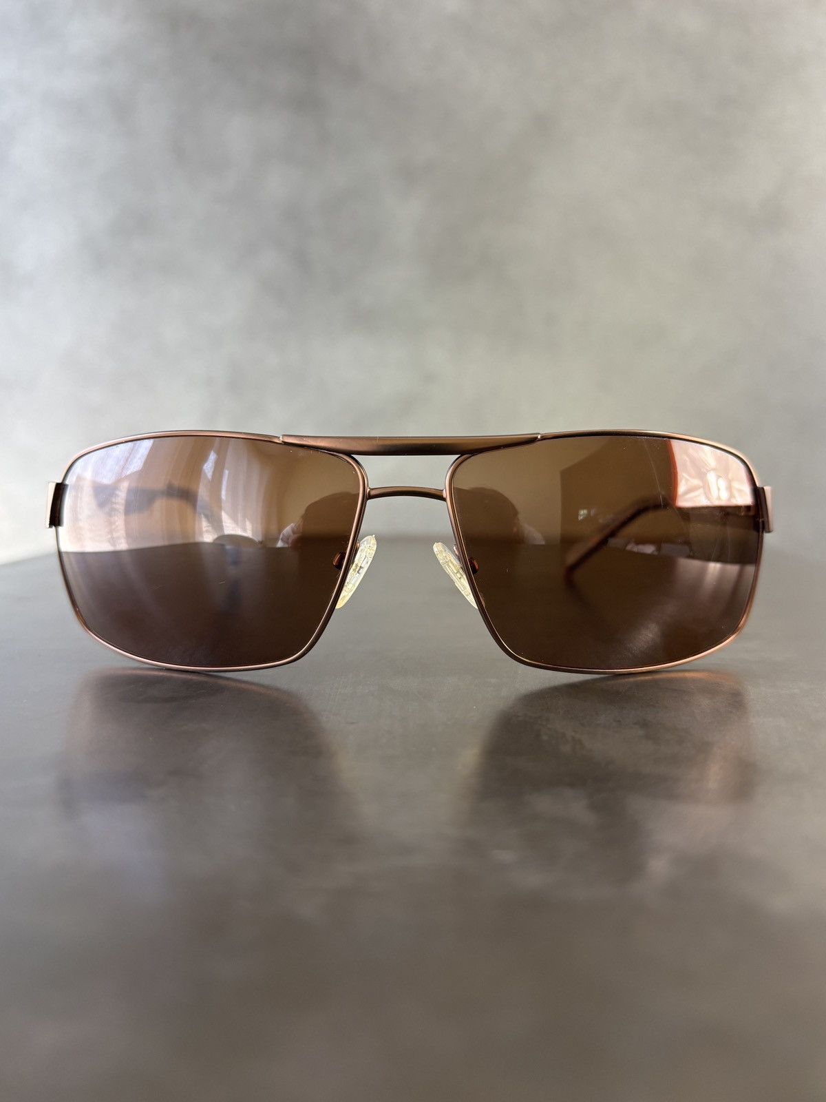 Designer Hoffman Sunglasses Aviators Bronze Metal Wrap Shield 90s Size ONE SIZE - 9 Thumbnail