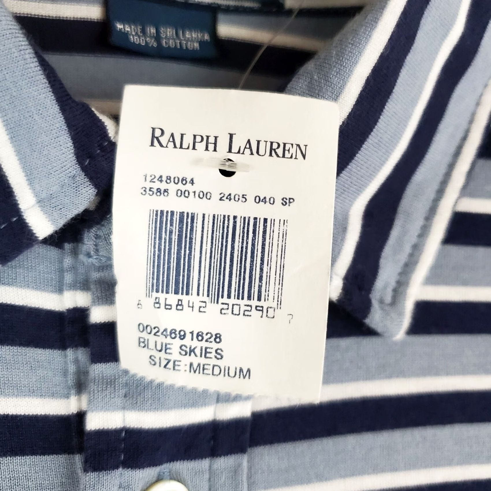 Polo Ralph Lauren Polo Ralph Lauren Polo Shirt Slim Fit Blue 100% Cotton Marine Outfitters New With Tags Mens Adult Medium Blue/White Stripes Size US M / EU 48-50 / 2 - 6 Thumbnail