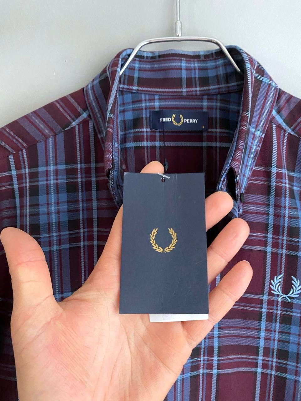 Fred Perry Fred Perry Men's Burgundy/Blue Tartan Winter Shirt, Size S Size US S / EU 44-46 / 1 - 14 Thumbnail
