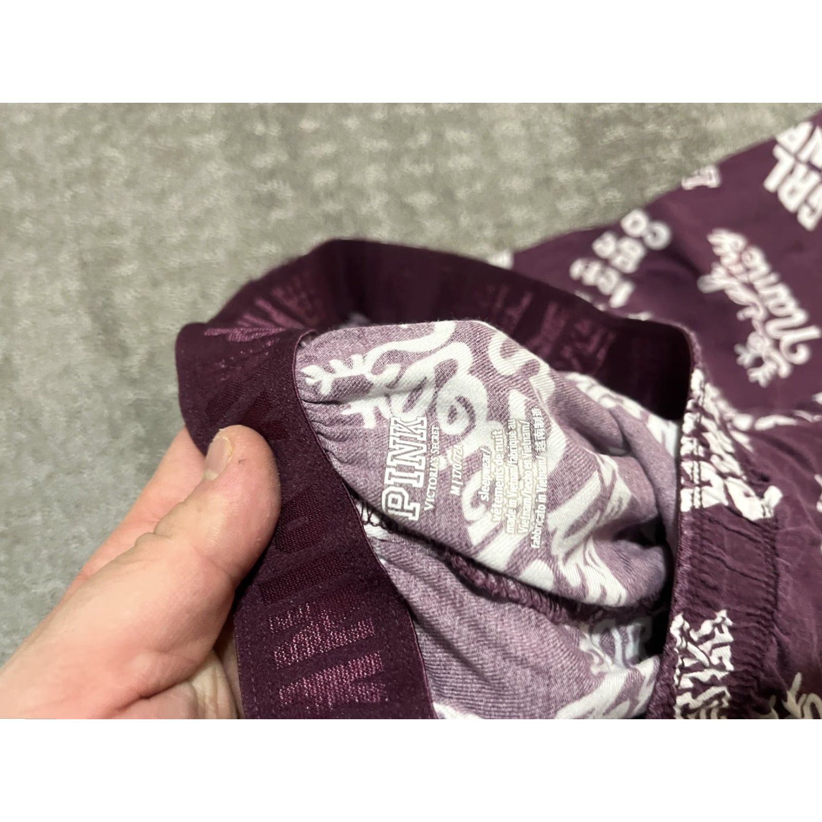 Victoria's Secret Victoria's Secret PINK Lounge Pants Christmas Burgundy Cotton Blend Medium Womens Size 32" / US 10 / IT 46 - 5 Thumbnail