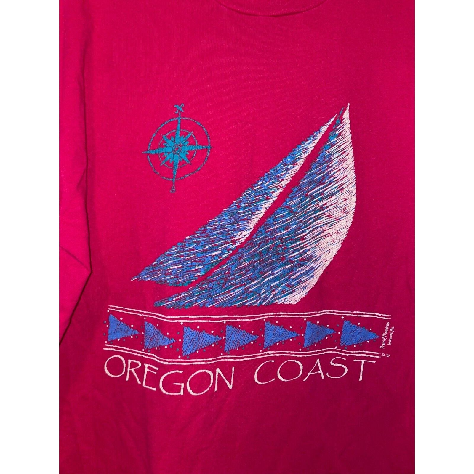 Fruit Of The Loom Vintage Oregon Coast Shirt Sailboat Sail Boat Pink Tee 90s X Size US XL / EU 56 / 4 - 6 Thumbnail