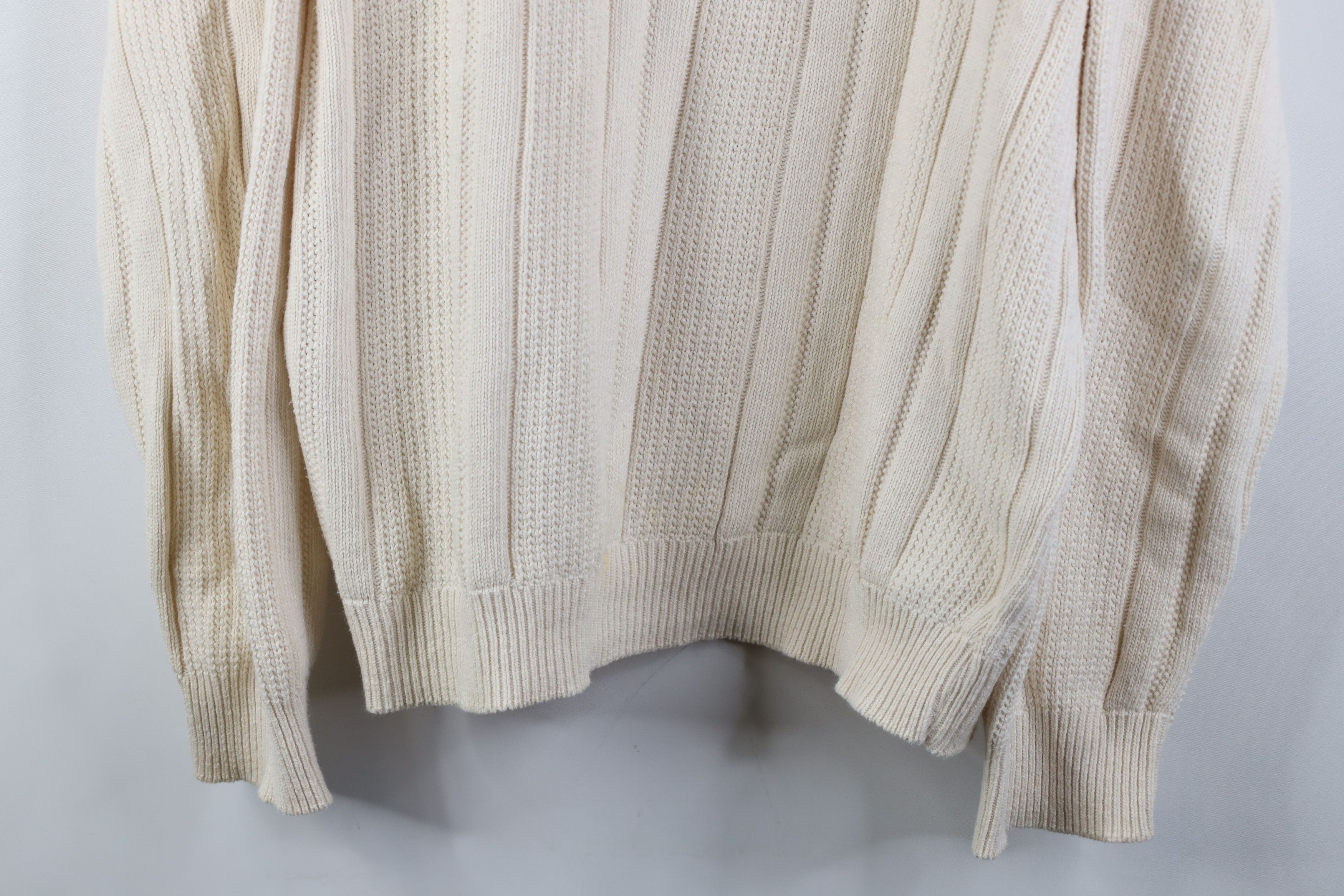 Vintage Vintage 90s Streetwear Ribbed Knit Crewneck Sweater Beige Size US XL / EU 56 / 4 - 3 Thumbnail