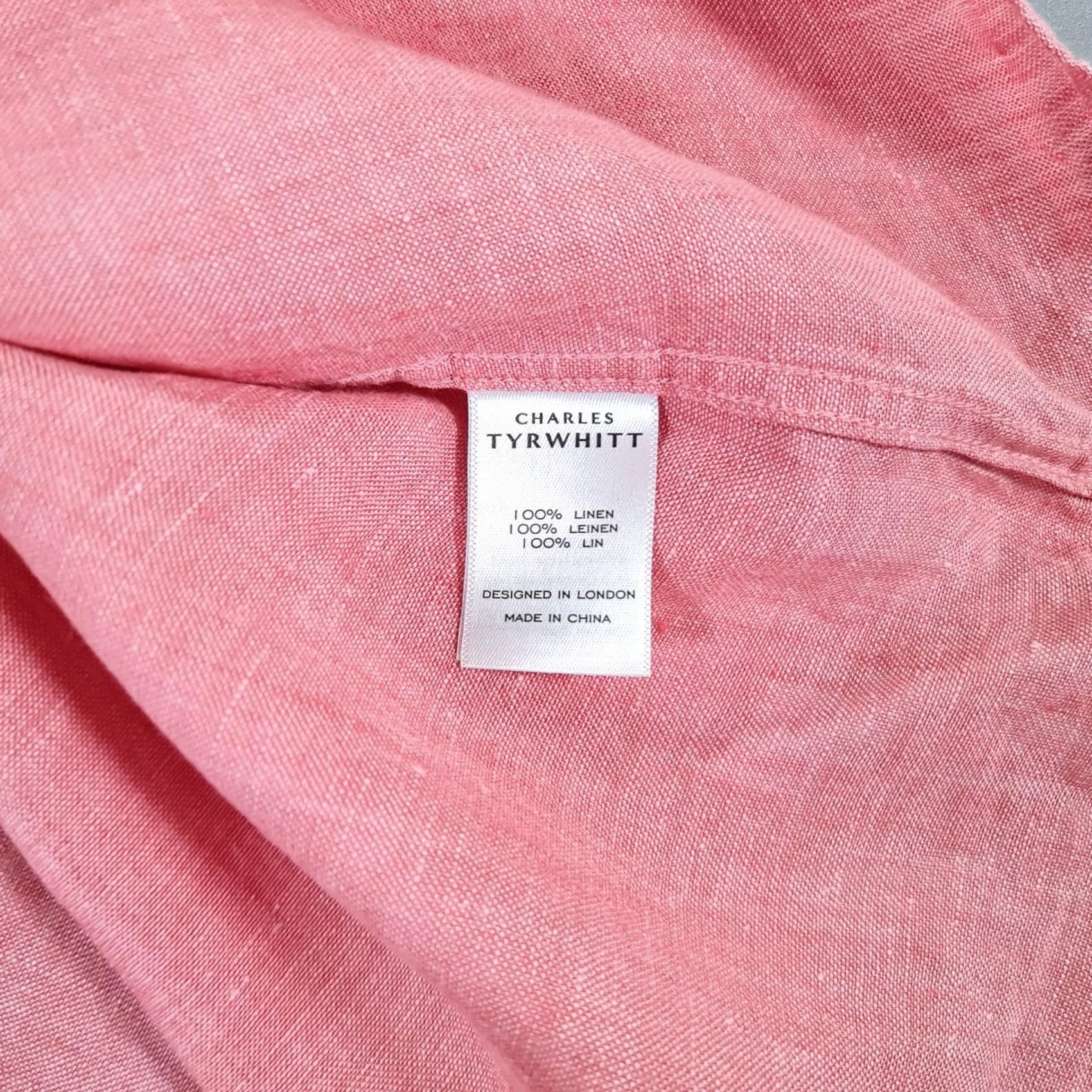 Charles Tyrwhitt Charles Tyrwhitt Mens Shirt Pink 3XL Classic Fit 100% Linen Summer Holiday Size US XXL / EU 58 / 5 - 7 Thumbnail