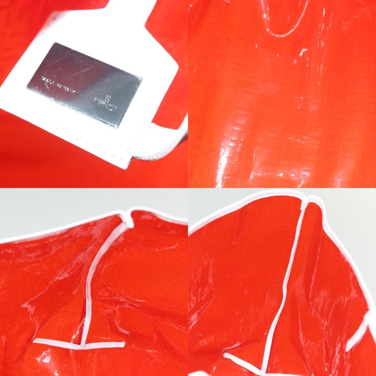 Fendi FENDI Zucchino Tote Bag Vinyl Red White Size ONE SIZE - 11 Thumbnail