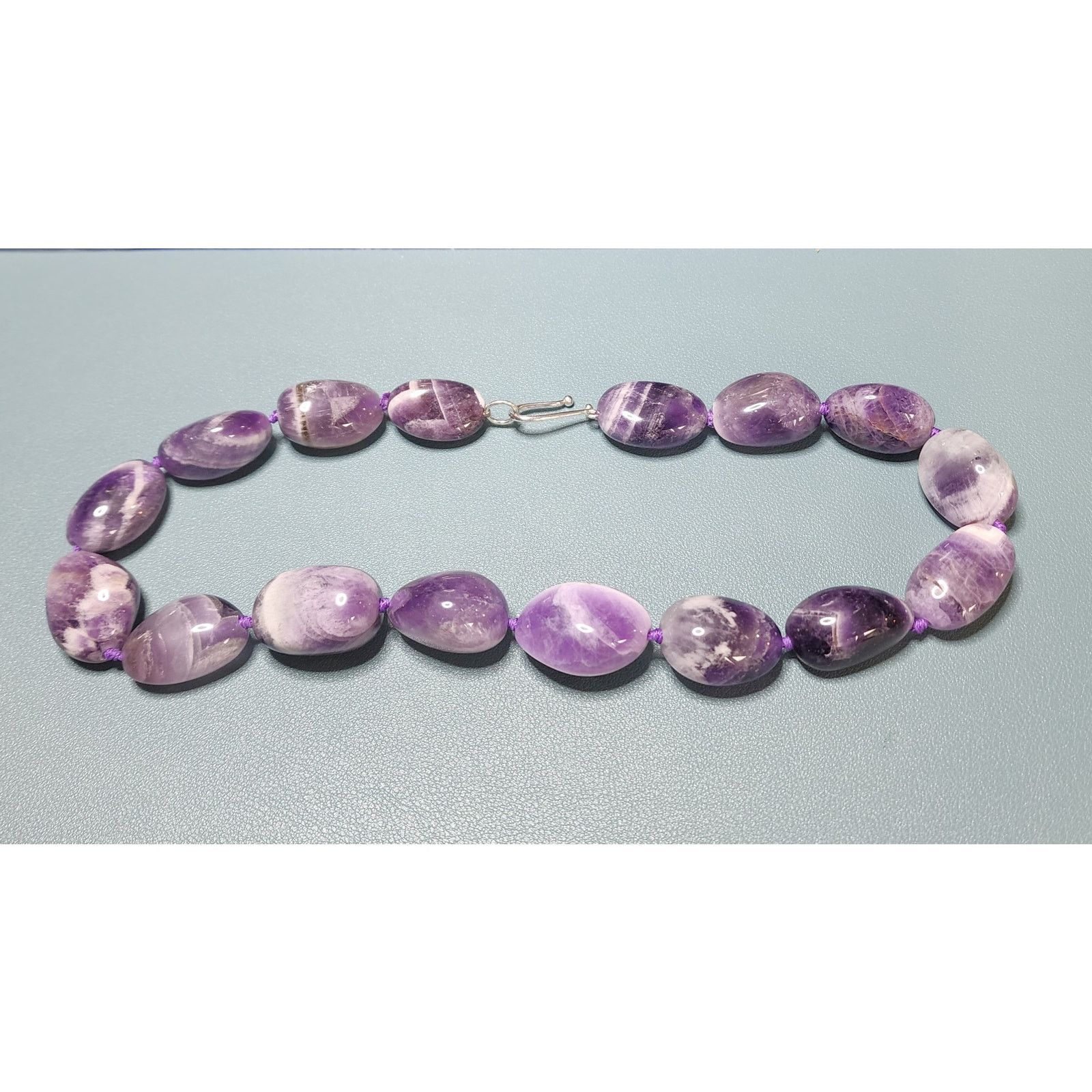 Designer MMA BMCo Sterling Silver Polished Chevron Amethyst Necklace Size ONE SIZE - 5 Thumbnail