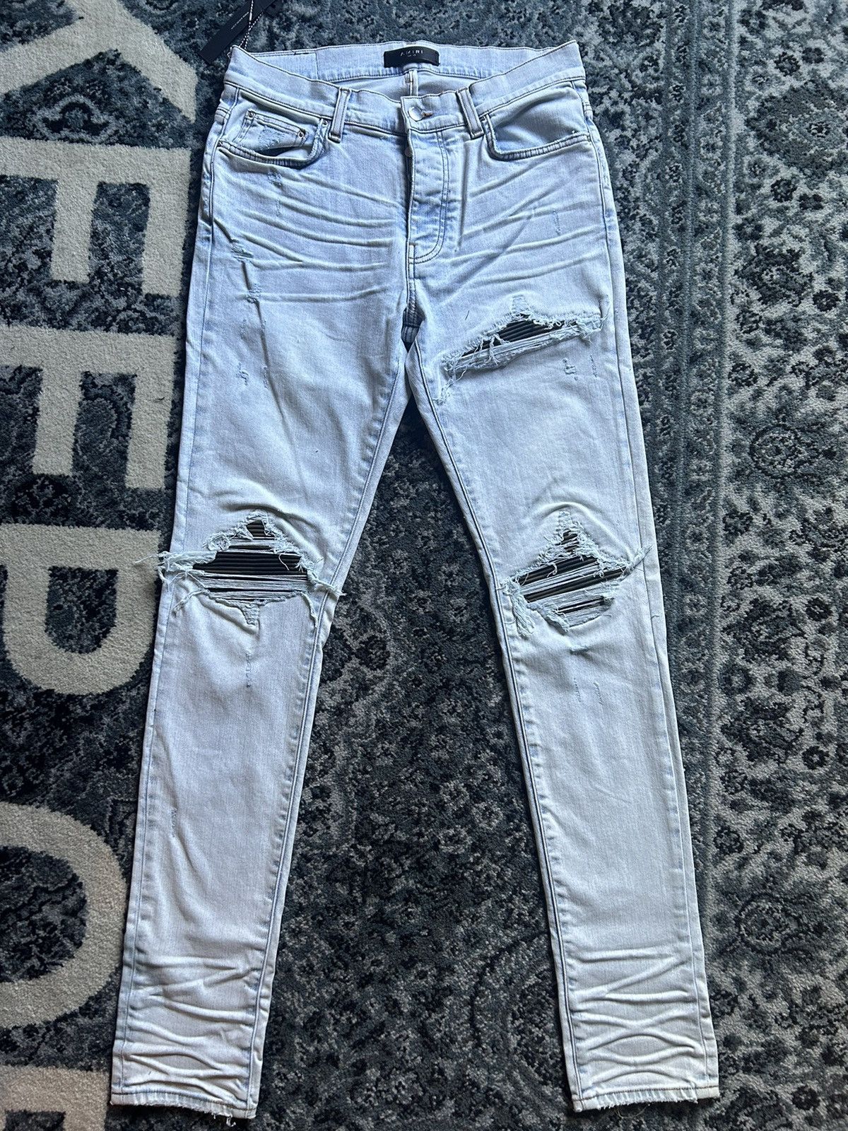 Jean Amiri MX1 Vert à Carreaux Taille 34 - Skinny Distressed Neuf Avec étiquettes | Jeans Homme Amiri Skinny