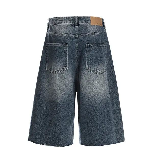 Japanese Brand VIBE Loose men's distressed beaded washed denim shorts y2k Size US 32 / EU 48 - 3 Thumbnail