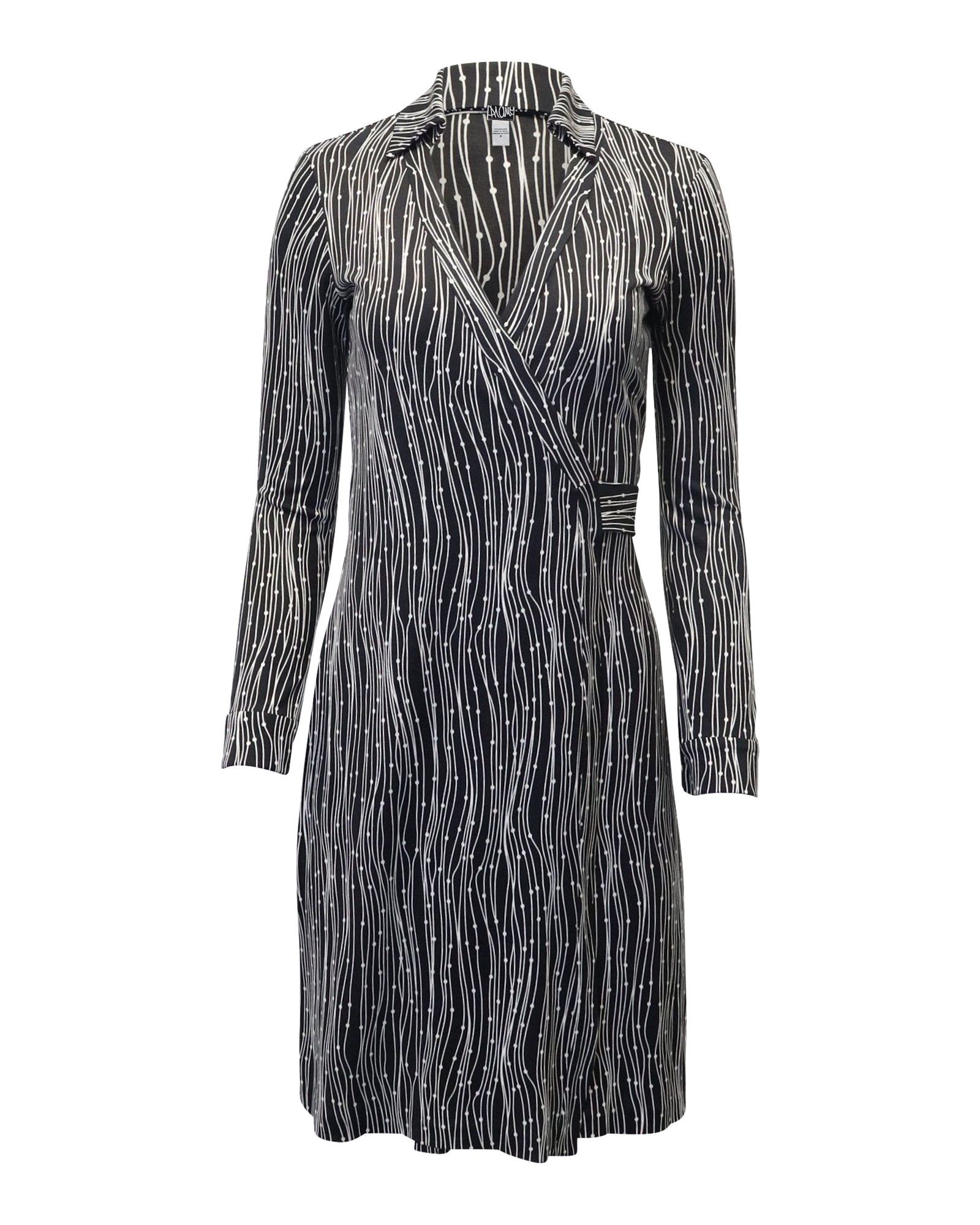 Diane von Furstenberg Diane Von Furstenberg Printed V-Neck Wrap Dress in Black Sil Size S / US 4 / IT 40 - 1 Thumbnail
