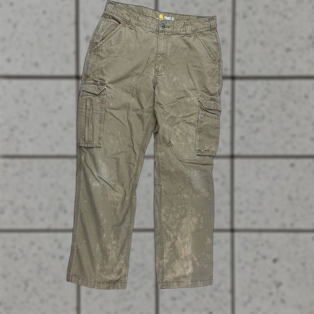 Carhartt VINTAGE Distressed Mens Carhartt Force Cargo Canvas Pants Khaki 36x32 Beige Workwear Pockets Mens Size US 36 / EU 52 - 1 Thumbnail