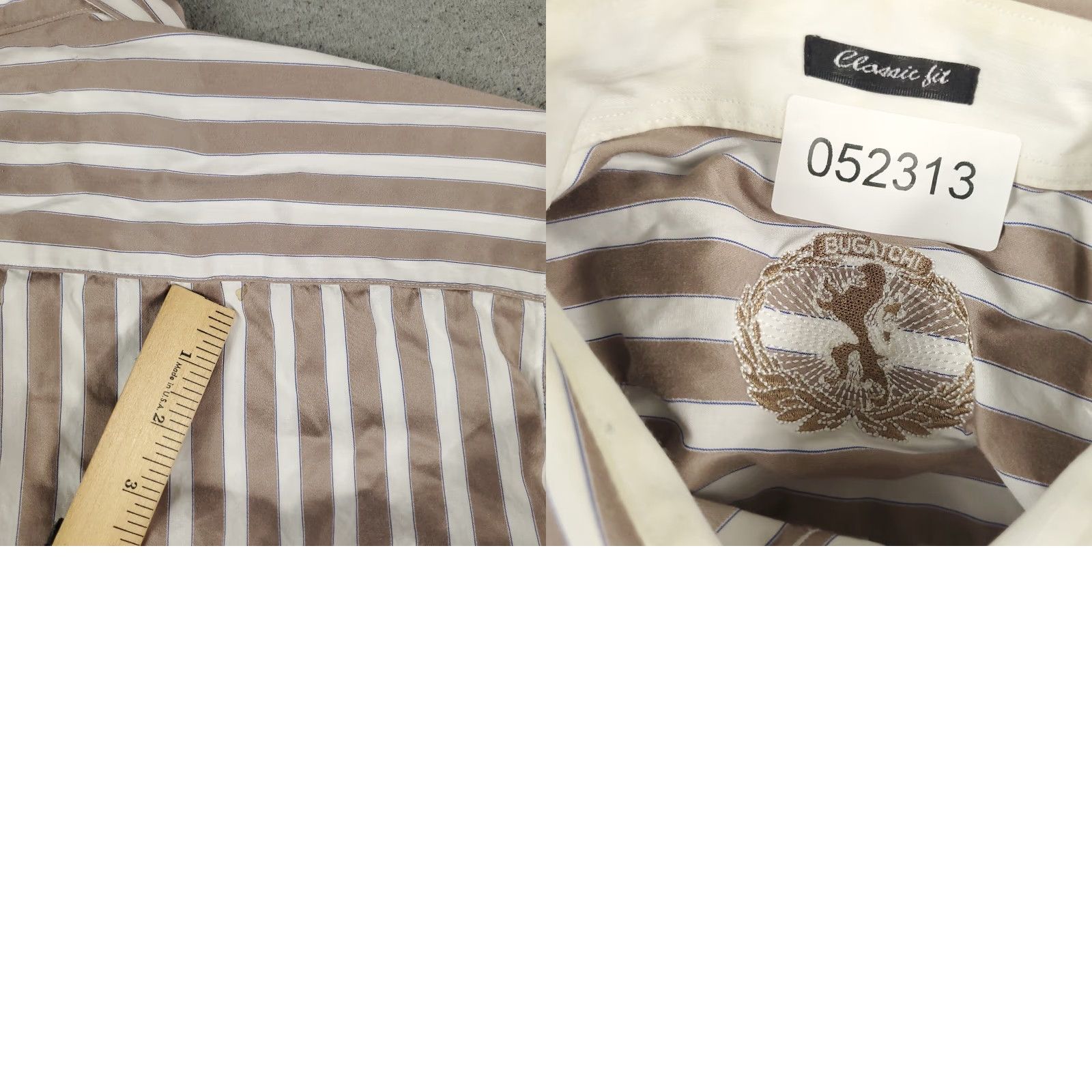 BUGATCHI Bugatchi Uomo Shirt Mens Size Large Brown Striped Button-Up Long Sleeve Classic Fit Size US L / EU 52-54 / 3 - 8 Thumbnail