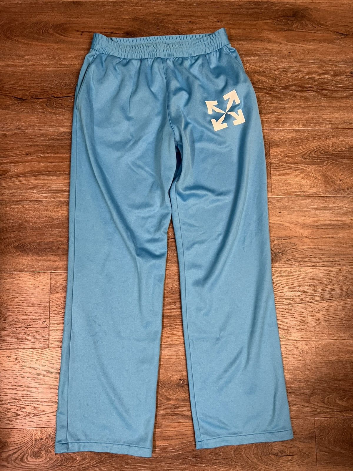 image of Off White Off-White Arrows Motif Track Pants Blue Size Medium, Men's