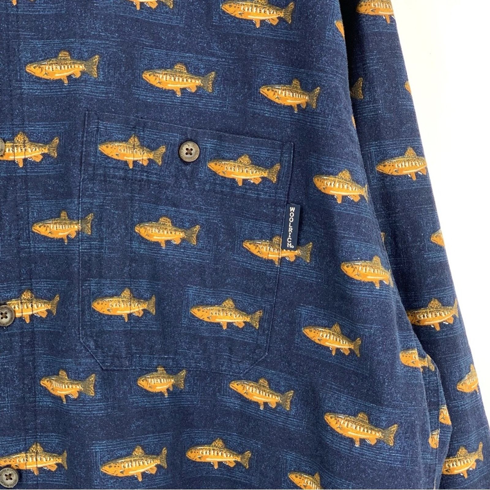 Other WOOLRICH Trout Long Sleeve Casual Button Down Navy Yellow XL Size US XL / EU 56 / 4 - 3 Thumbnail