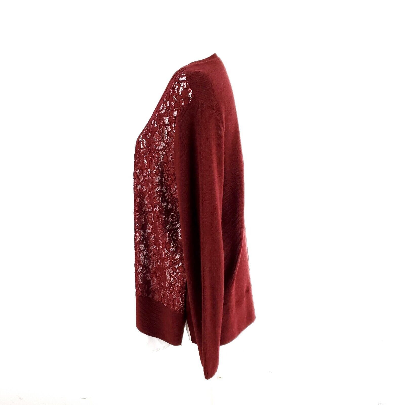 Vera Wang Simply Vera Red Floral Blouse Red Size PL Scoop Neck Cotton Size L / US 10 / IT 46 - 2 Thumbnail