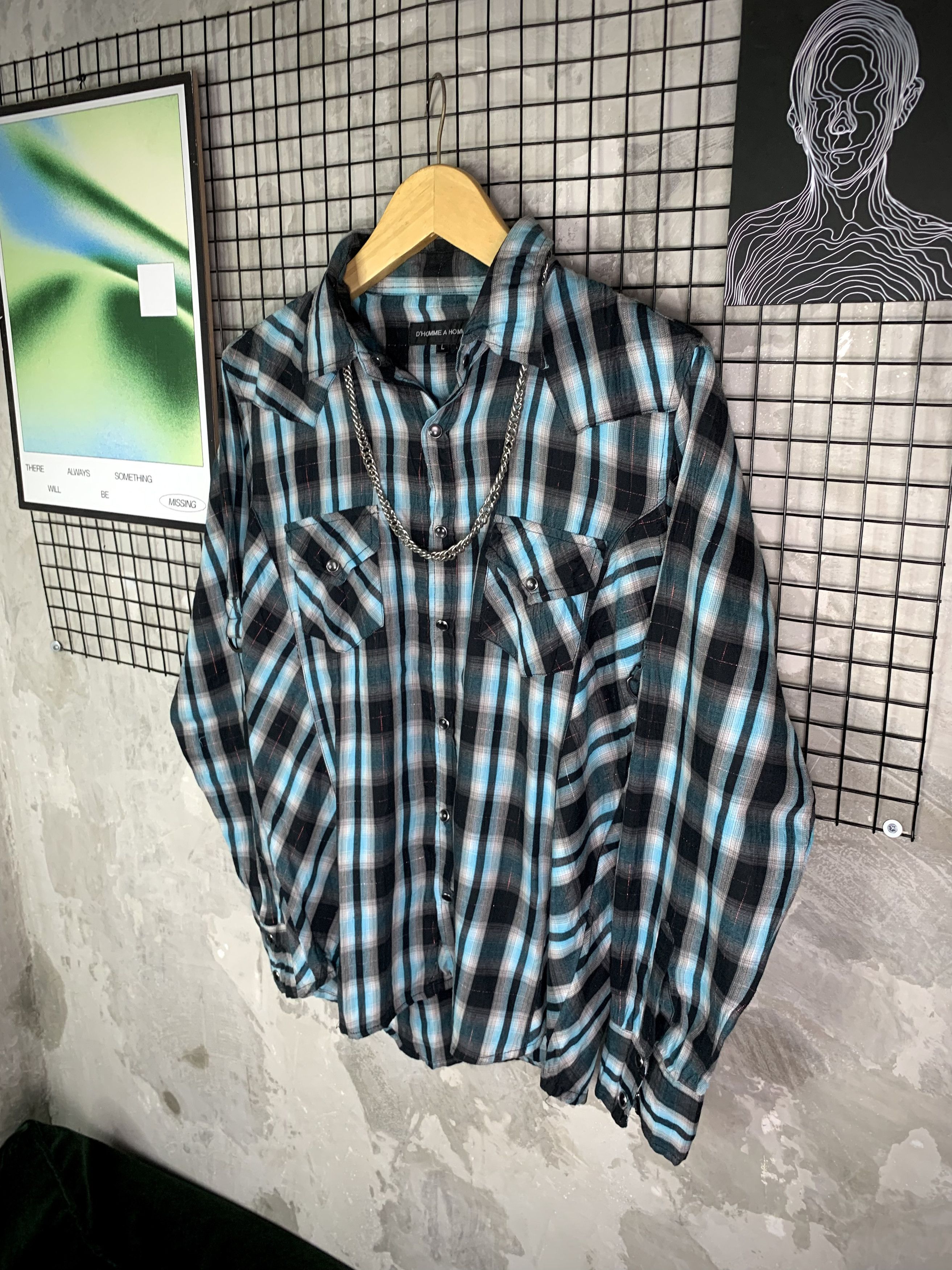 Japanese Brand D'HOMME A HOMME Western Plaid Shirt Size US L / EU 52-54 / 3 - 2 Thumbnail