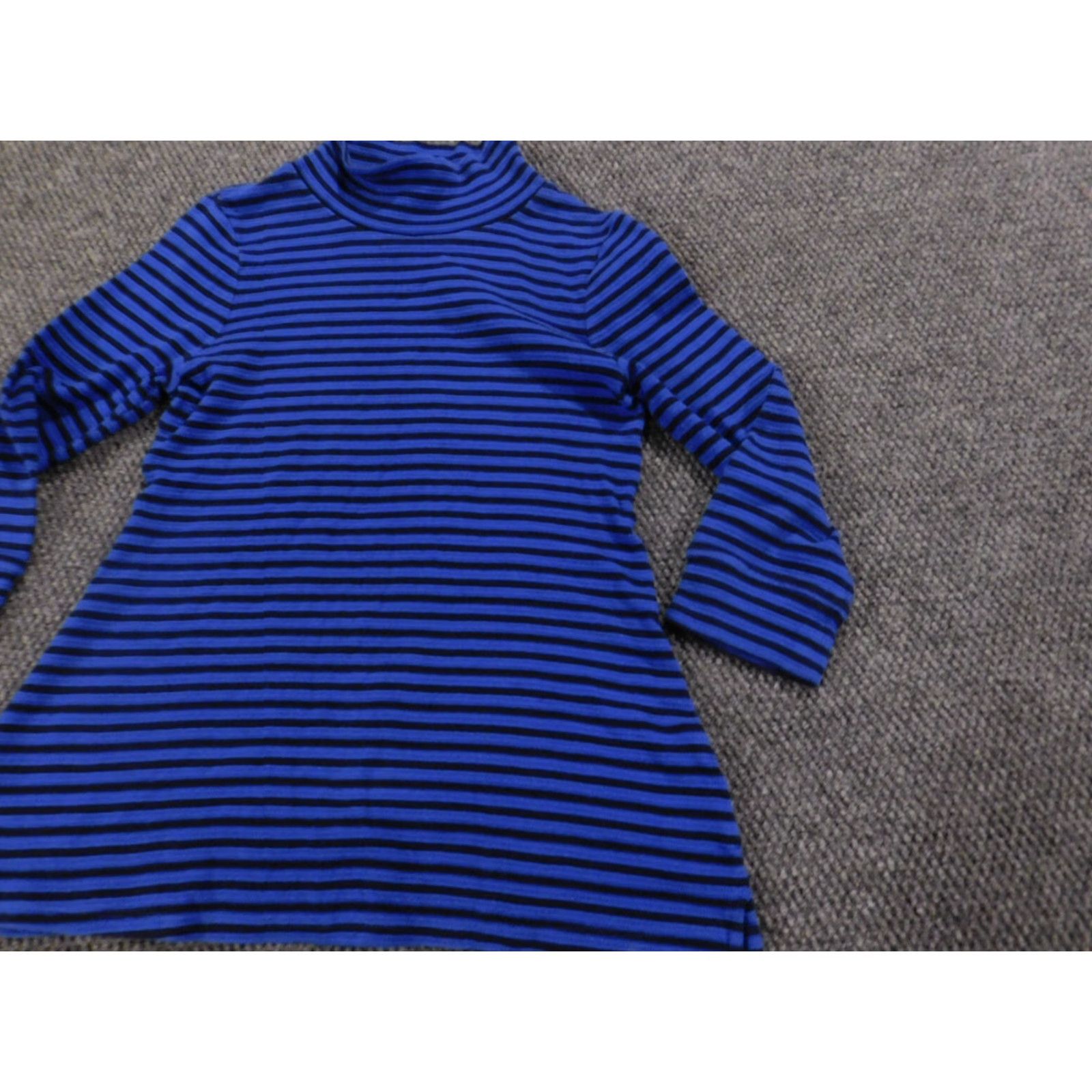 Vintage Crown & Ivy Womens Sweater Medium Blue Striped Cable-Knit Crew Neck Dolman Sleeve Pullover Cotton Knit Regular Size M Fashion Logo Vintage: No Moms? Size M / US 6-8 / IT 42-44 - 3 Thumbnail