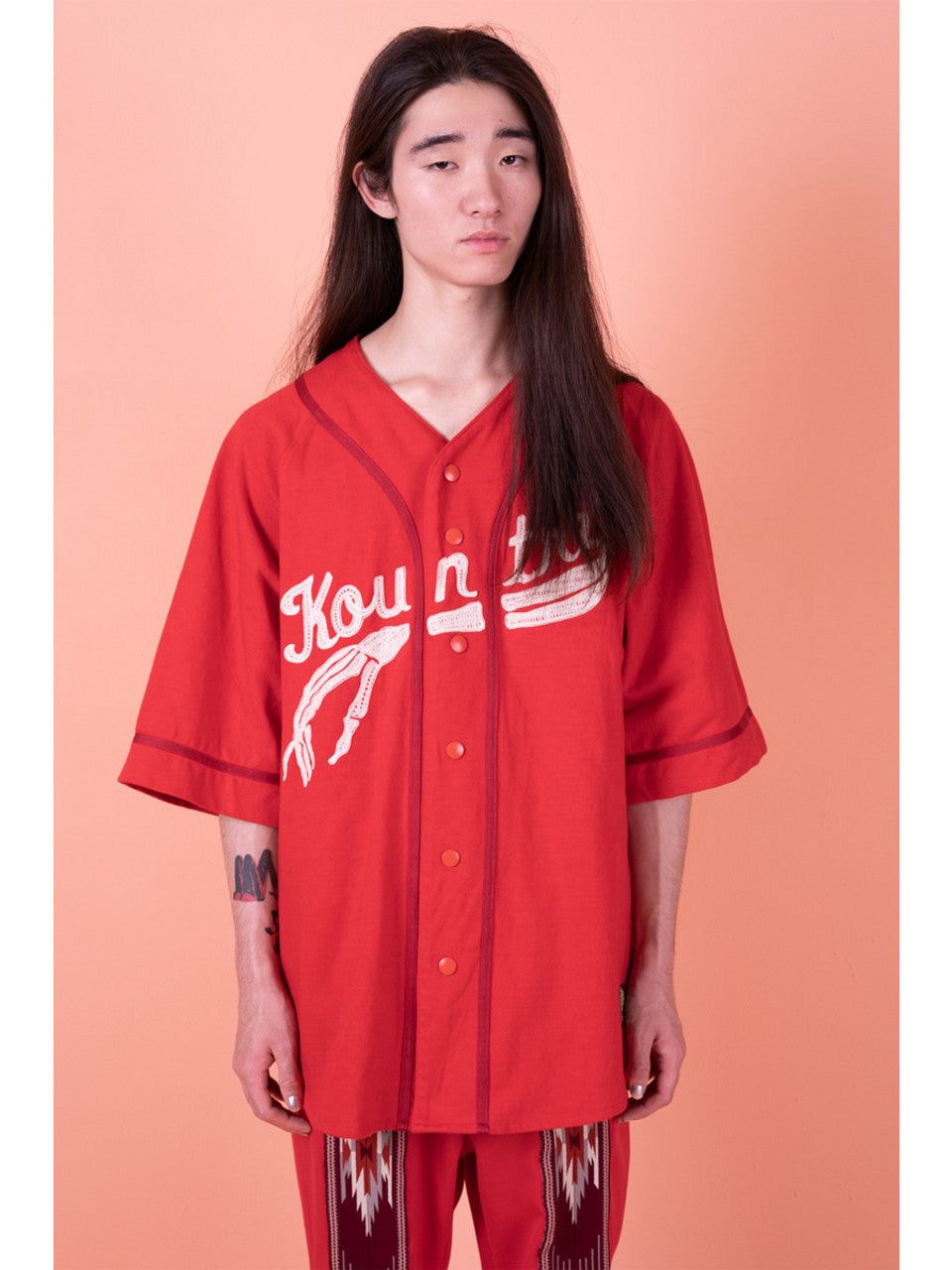 Kapital × Kapital Kountry BELOW RETAIL! Kapital 16/- Densed Jersey Baseball Shirt Red Size US L / EU 52-54 / 3 - 2 Thumbnail