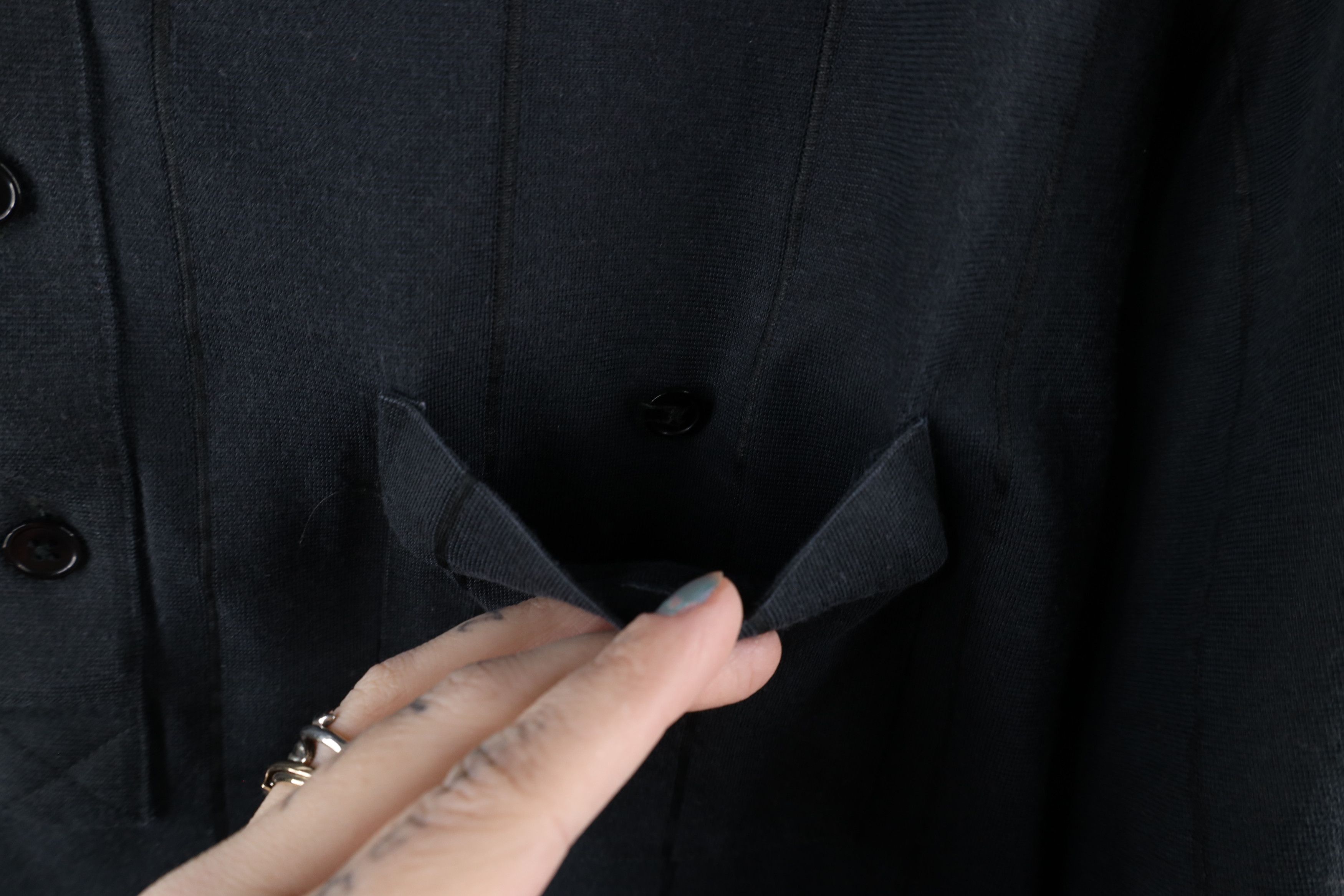 Vintage Vintage 90s Streetwear Knit Collared Pocket Polo Shirt Black Size US XL / EU 56 / 4 - 5 Thumbnail