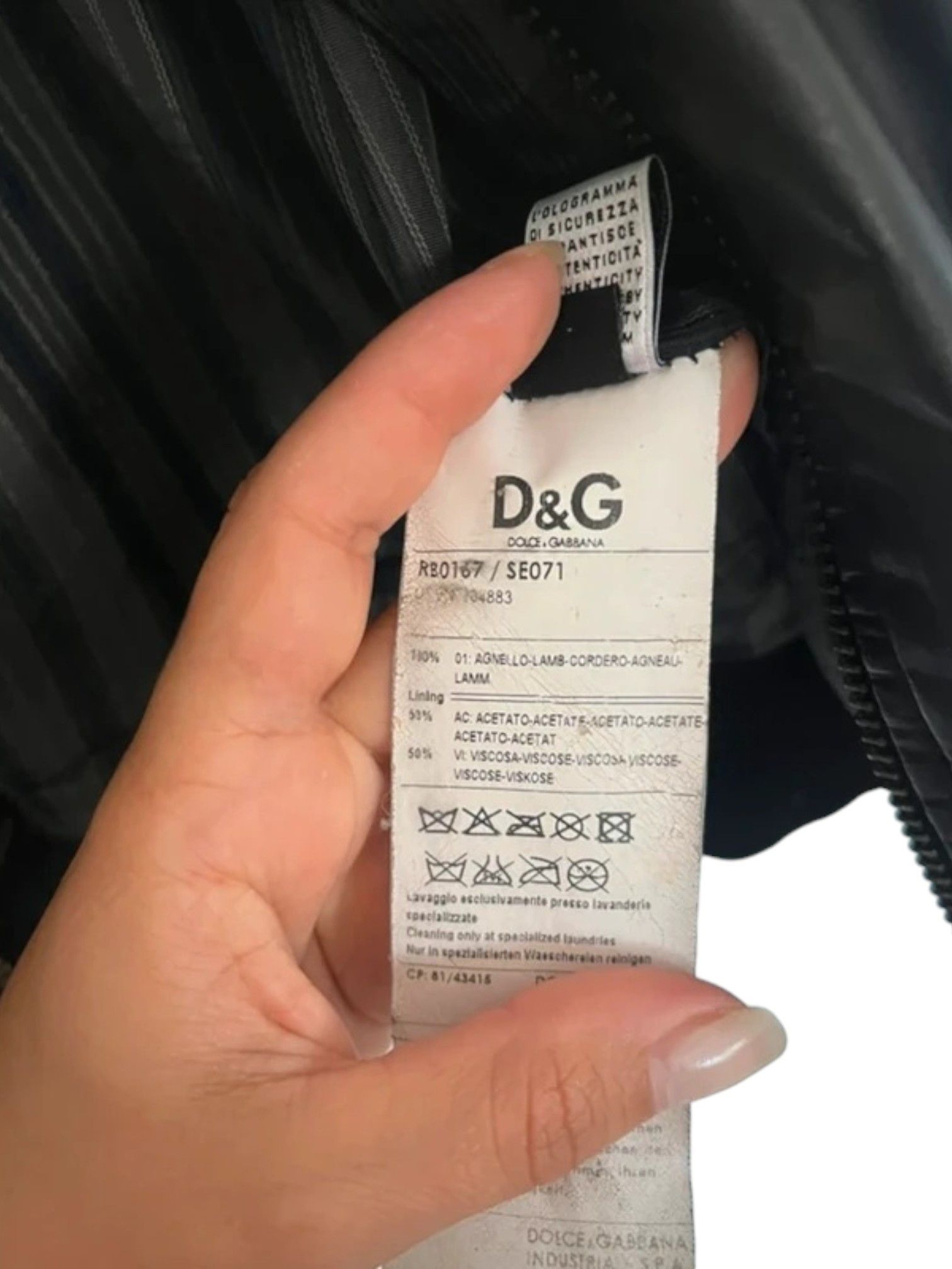 Dolce & Gabbana D&G Black Lamb Leather Bomber Jacket with Zip Cuffs Size US L / EU 52-54 / 3 - 3 Thumbnail