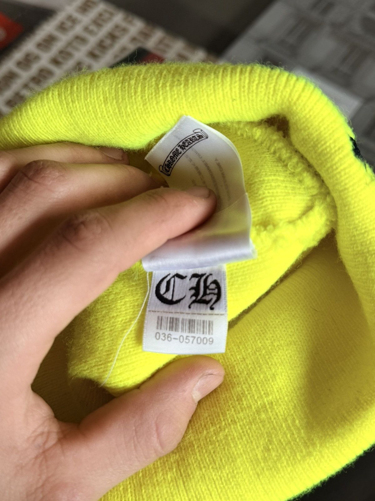 Chrome Hearts Lime Green Triple Cross Beanie Size ONE SIZE - 8 Thumbnail