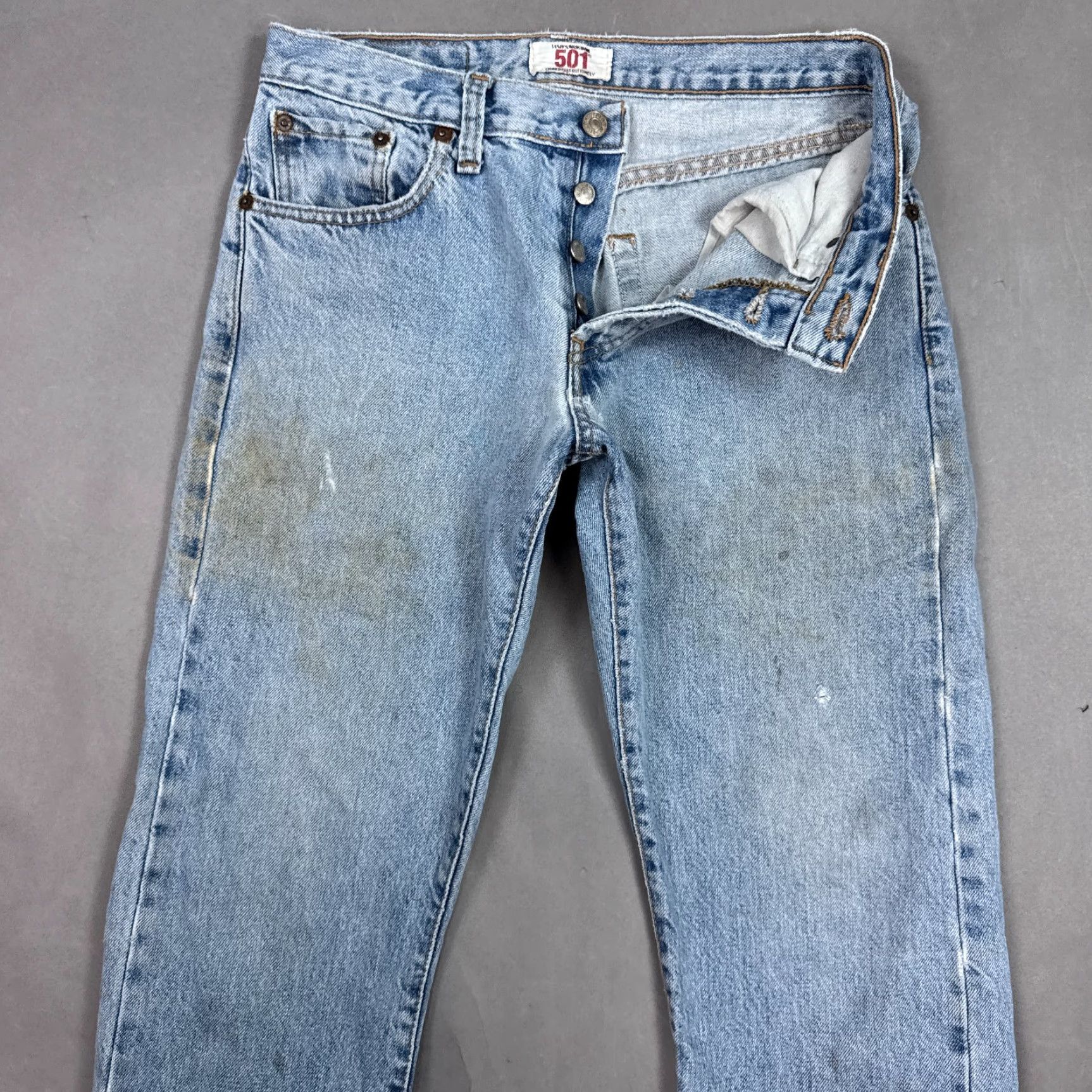 Levi's Levi's 501 Jeans Mens 30x32 Blue Button Fly Denim Pants Thrashed Destroyed Work Classic Straight Size US 30 / EU 46 - 2 Thumbnail