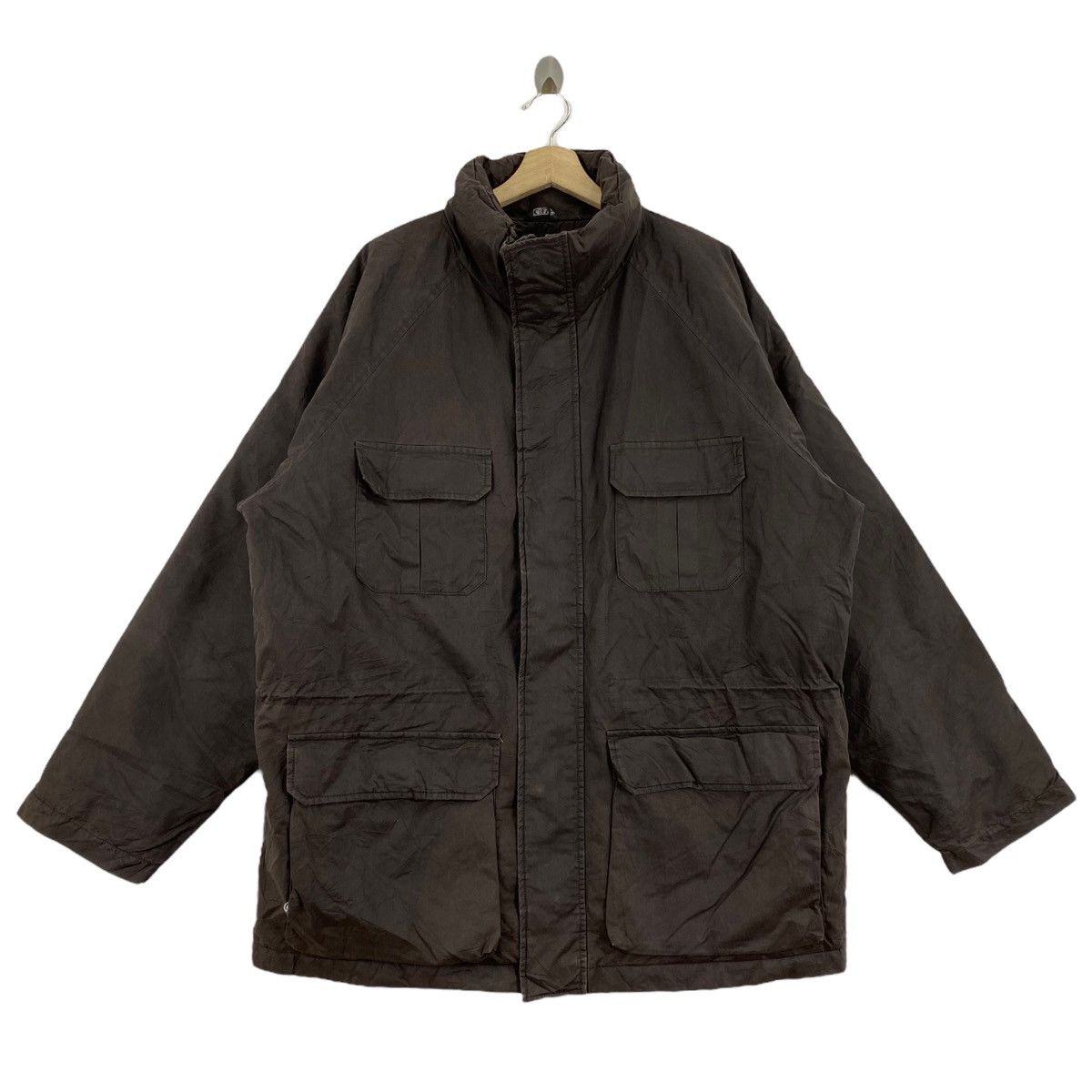 image of Bomber Jacket x Italian Designers Ciesse Piumini Italian Brand Multi Pockets Puffer Inside in Brown