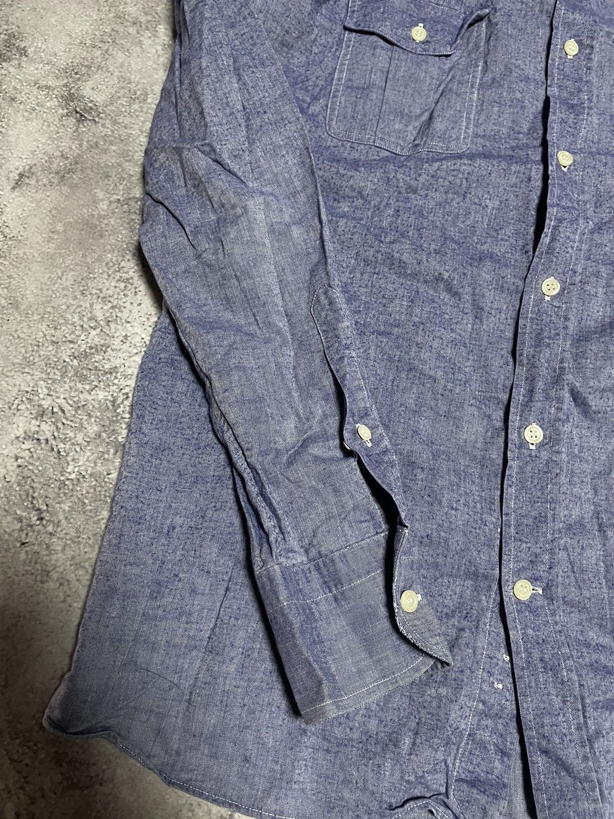 Maison Kitsune Maison Kitsune Striped Logo Button Up Shirt Size US M / EU 48-50 / 2 - 5 Thumbnail