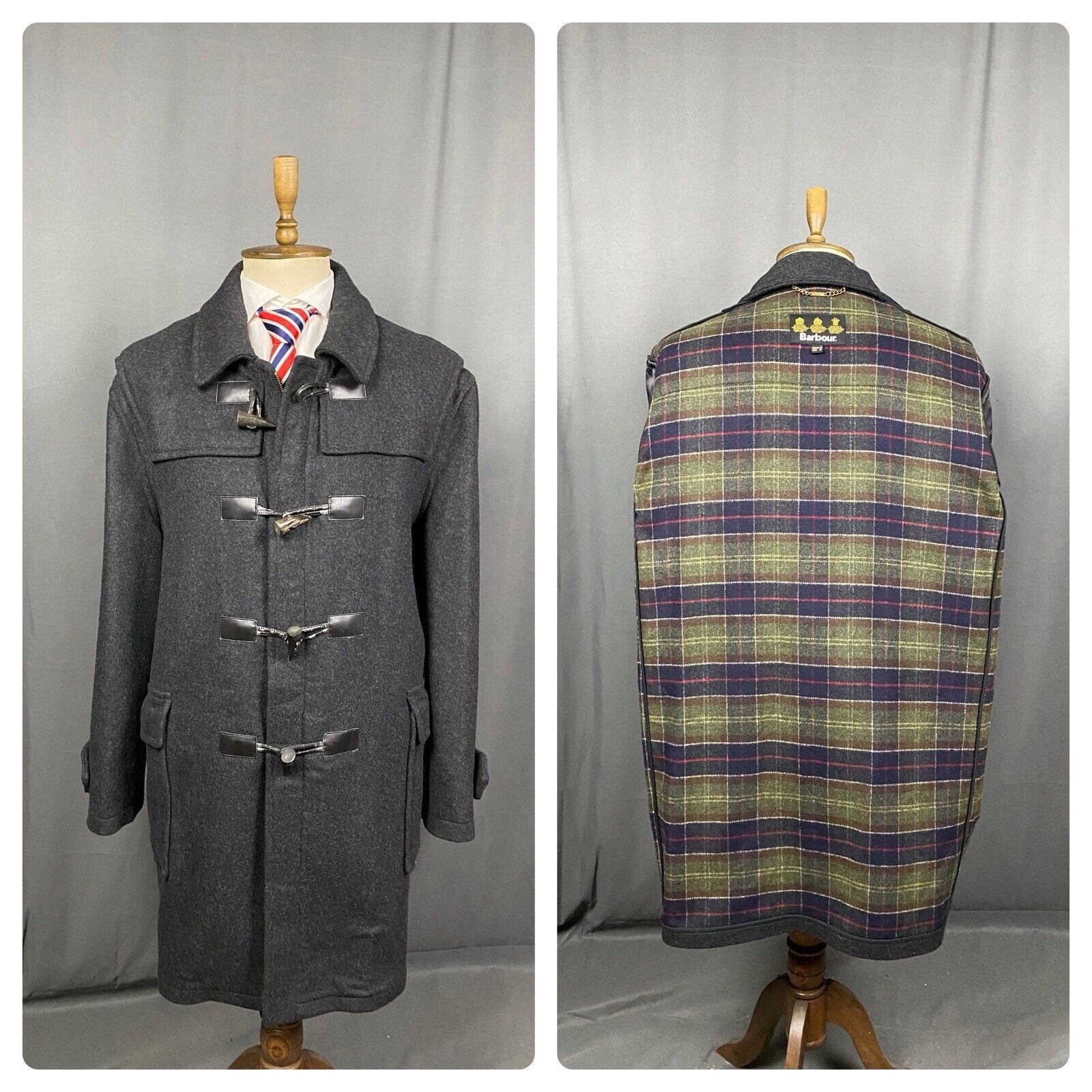 Barbour Barbour Men's Gray Wool Duffle Long Coat Size 48/56 Size US XL / EU 56 / 4 - 1 Thumbnail