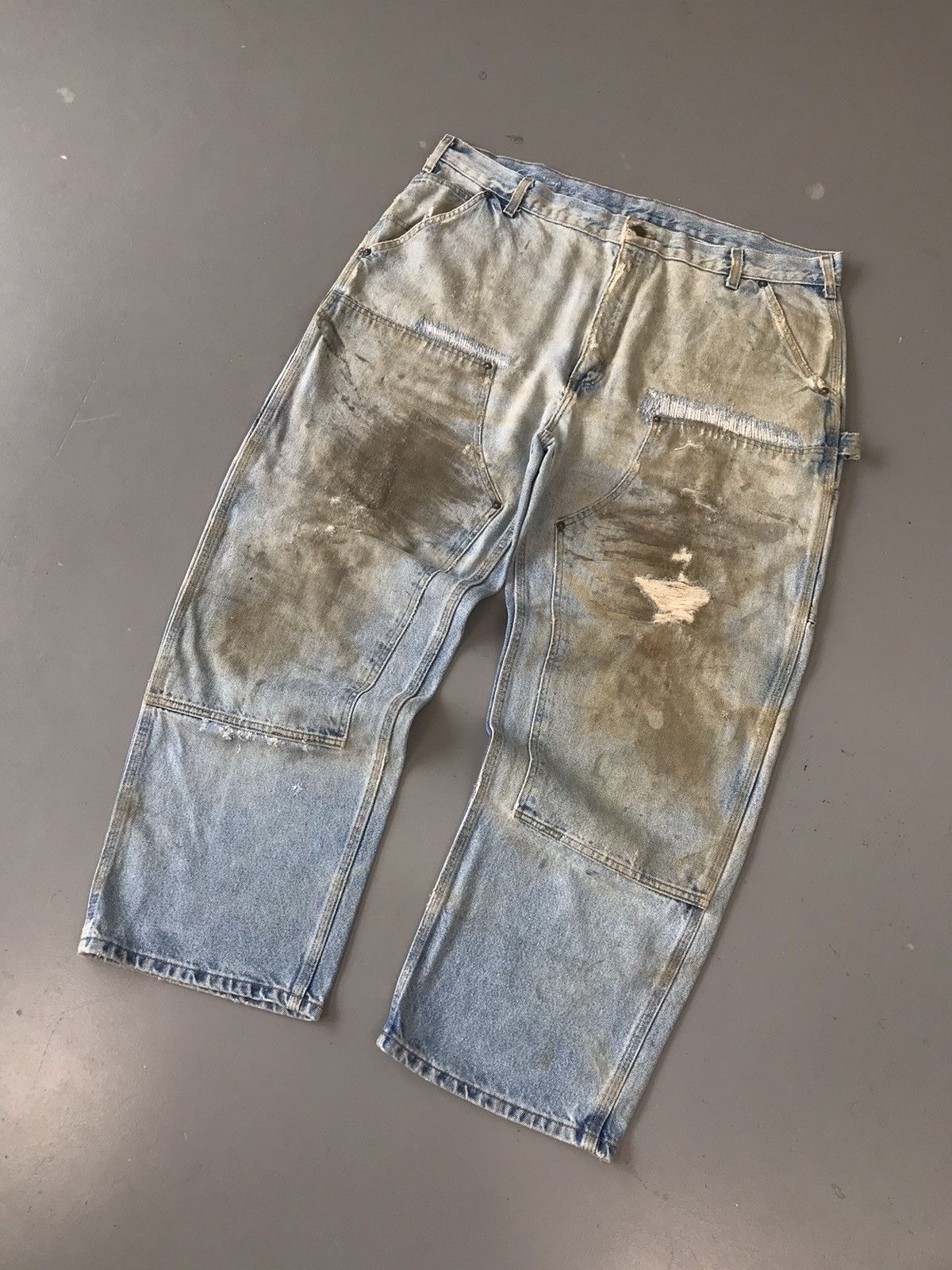 Carhartt × Vintage Vintage Carhartt B73 DST double knee denim Size US 43 - 2 Thumbnail