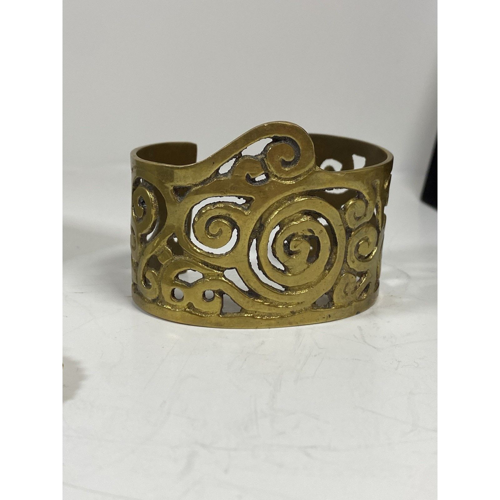 Other Artisan Modernist Etruscan Egyptian Brass Cuff Bangle Bracel Size ONE SIZE - 1 Thumbnail