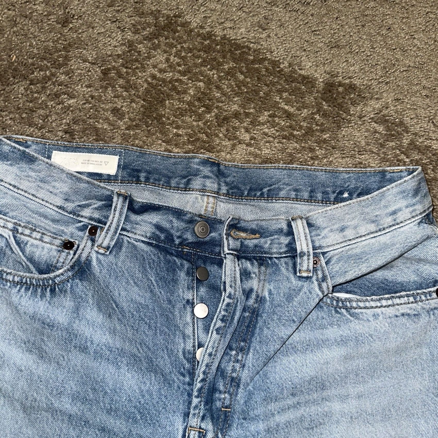 Zara Zara Jeans Mens Straight Leg Blue Button Fly Grunge Skater Y2K 32x29 Size US 32 / EU 48 - 2 Thumbnail