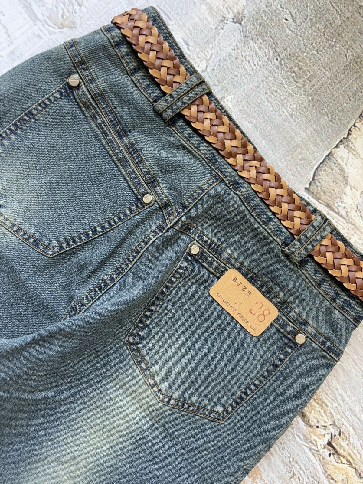 Vintage Deadstock vintage flared eyelet jeans belted pants Size 27" / US 4 / IT 40 - 6 Thumbnail