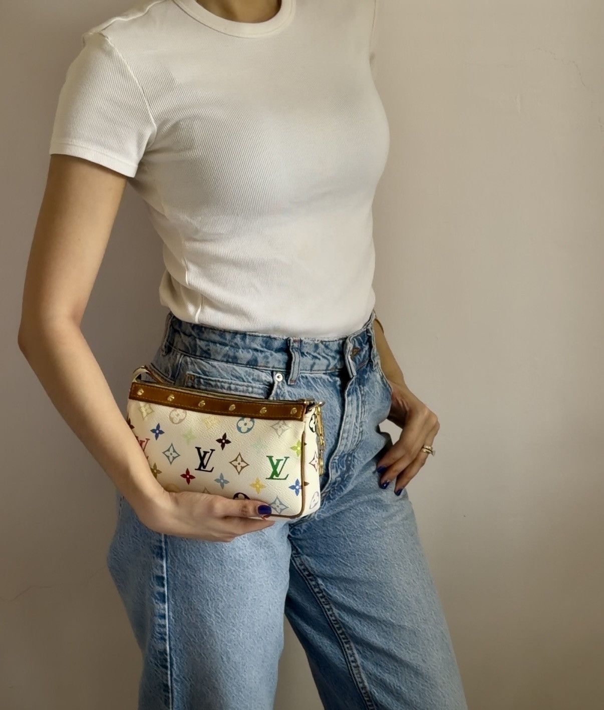 Louis Vuitton × Takashi Murakami Louis Vuitton Takashi Murakami White Multicolor Pochette Bag Size ONE SIZE - 22 Thumbnail