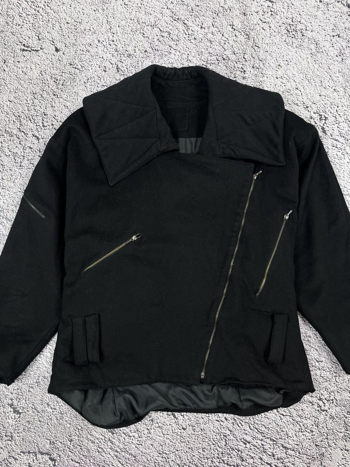 Japanese Brand Vintage Italian Wool Avant-Garde Jacket Oversized Collar Size S / US 4 / IT 40 - 2 Thumbnail
