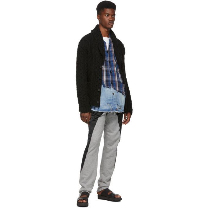 Greg Lauren $1250 Greg Lauren Blue 50/50 Plaid/Denim Studio Shirt Size US L / EU 52-54 / 3 - 2 Thumbnail