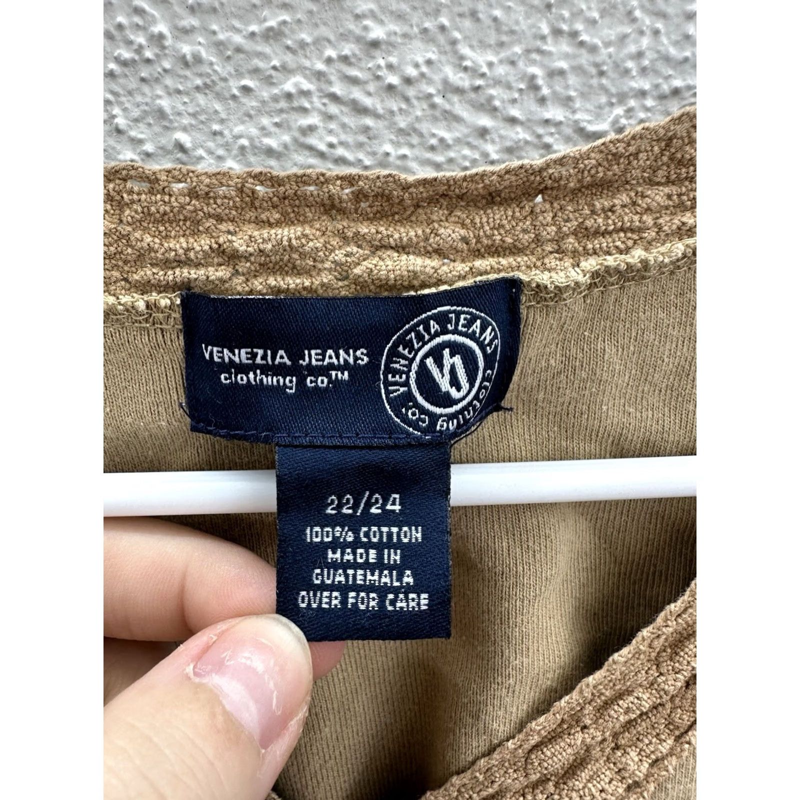 Vintage Venezia Jeans Womens Shirt Brown V-Neck Long Sleeve Size 22/24 Crochet Trim 90s Classic Size XL / US 12-14 / IT 48-50 - 4 Thumbnail