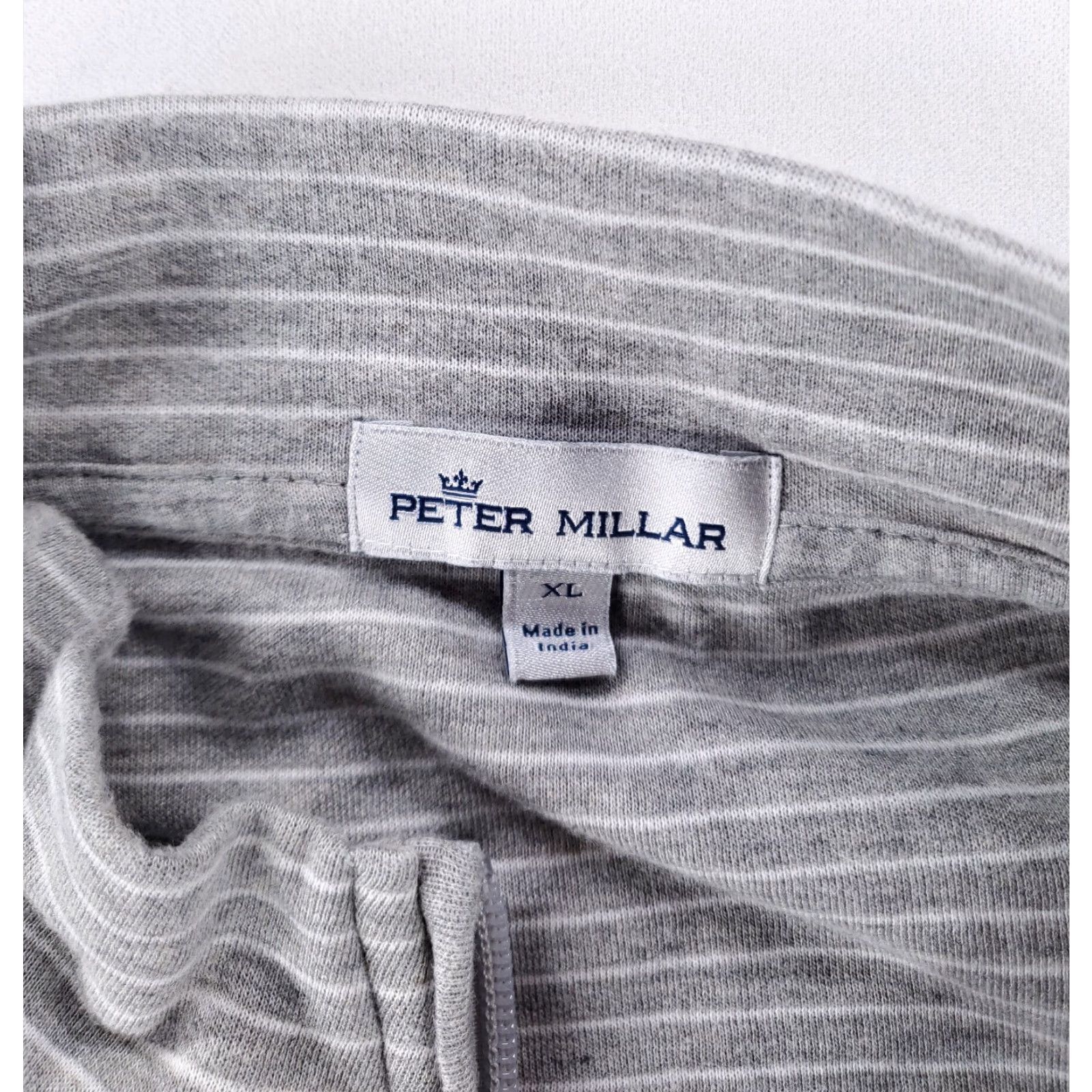 Peter Millar Peter Millar Crown Comfort 1/4 Zip Grey White Striped Long Sleeve Mens XL Size US XL / EU 56 / 4 - 2 Thumbnail