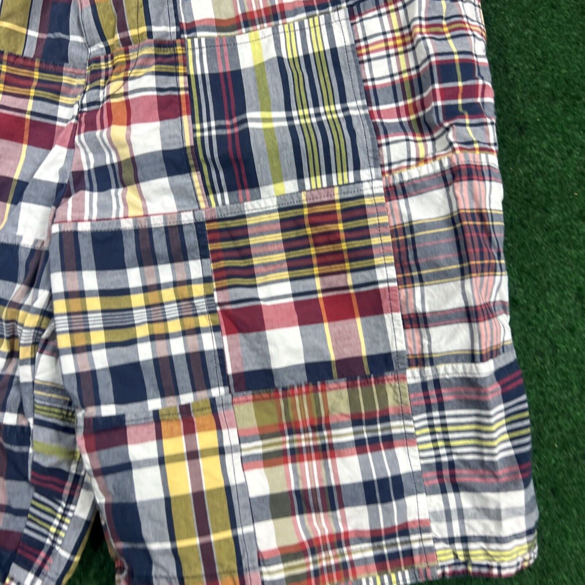 Nautica Nautica Clipper Shorts Mens 33 Relax Fit Multicolor Plaid Patchwork Cotton Size US 33 - 3 Thumbnail