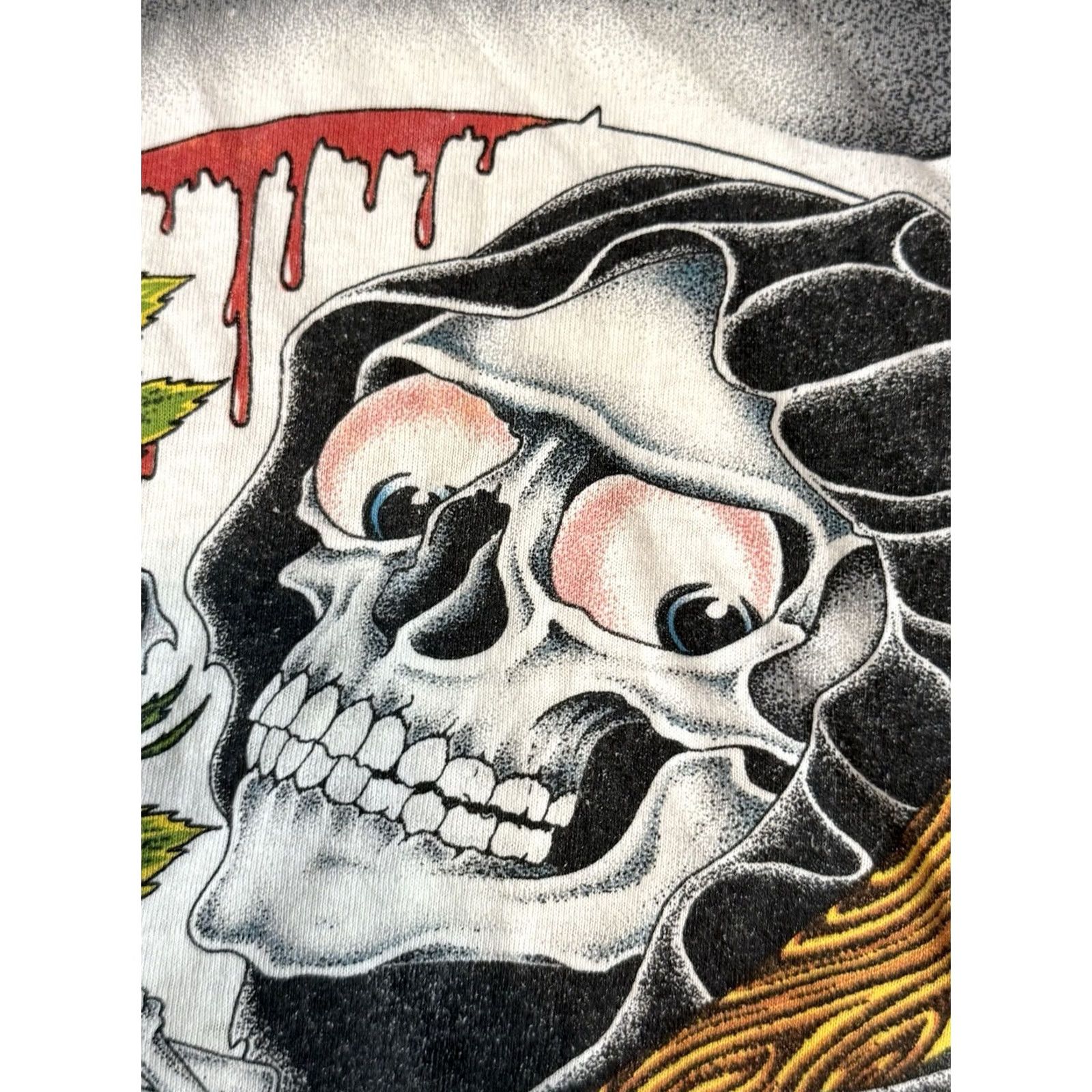 Harley Davidson VINTAGE Harley Davidson Shirt XL Unisex Adults White Short Sleeve 80s Art Horror Motorcycle Tattoo Chicago Mens Women Size US XL / EU 56 / 4 - 3 Thumbnail