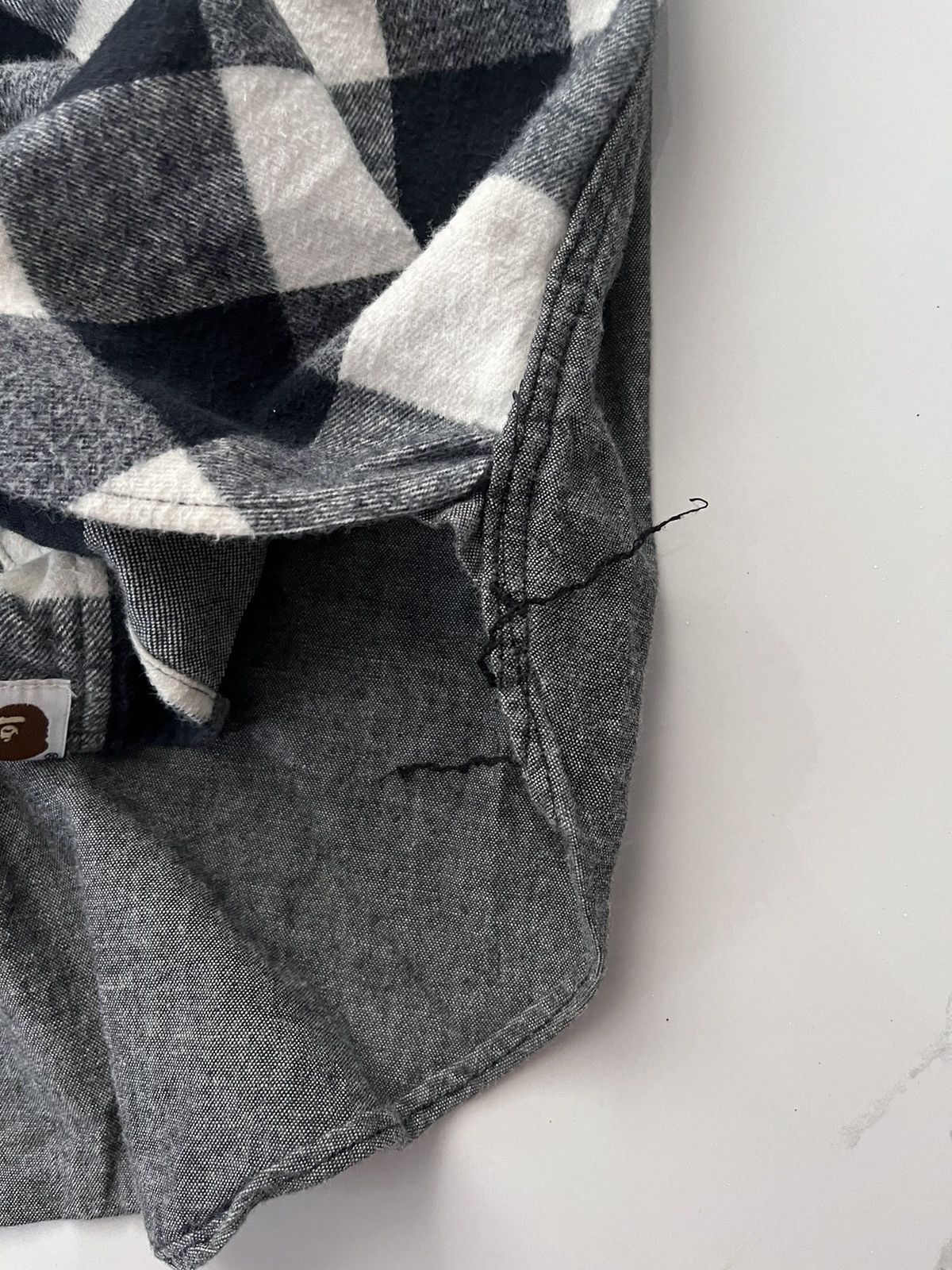 BAPE BAPEAREL INDUSTRY CHECK BUTTON UP LONGSLEEVE SHIRT